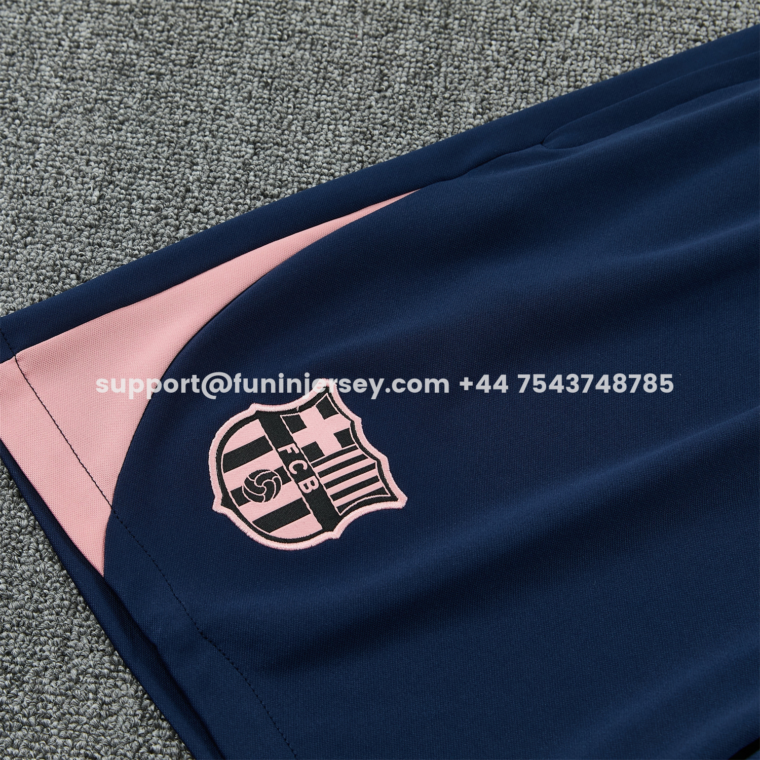 Funinjersey-Barcelona 25-26 Short-Sleeve Training Set - Colors Top & Dark Blue With A Small Pink Detail Pants