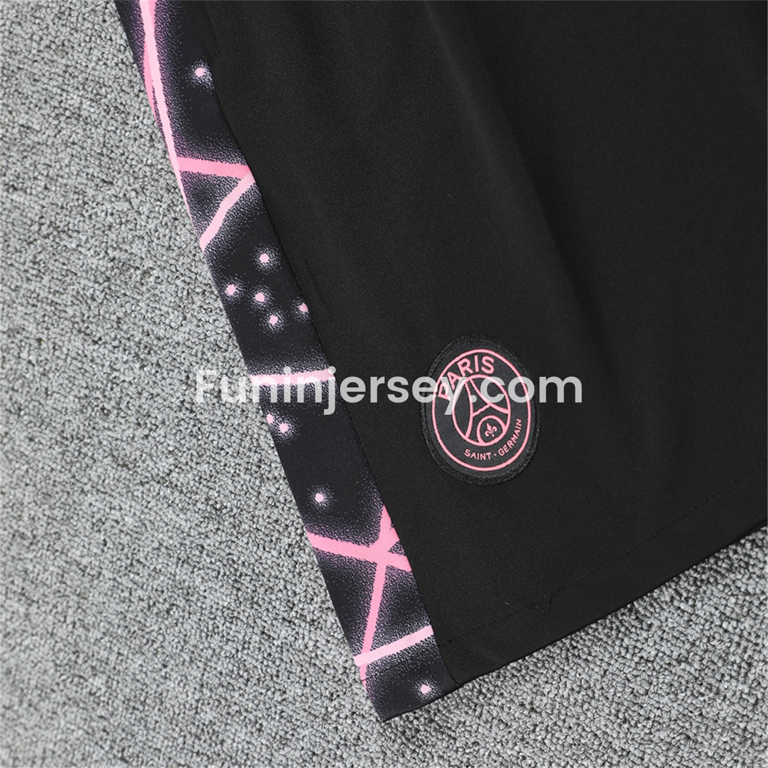 Funinjersey-Paris Saint-Germain PSG 25-26 Vest Training Set - Pink Fluorescent Rays Black Vest & Black Shorts