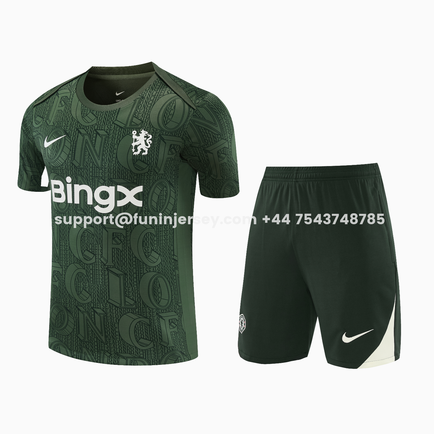 Funinjersey-C.H.E.L.S.E.A 25-26 Short-Sleeve Training Set - Dark Green Top & Dark Green Pants