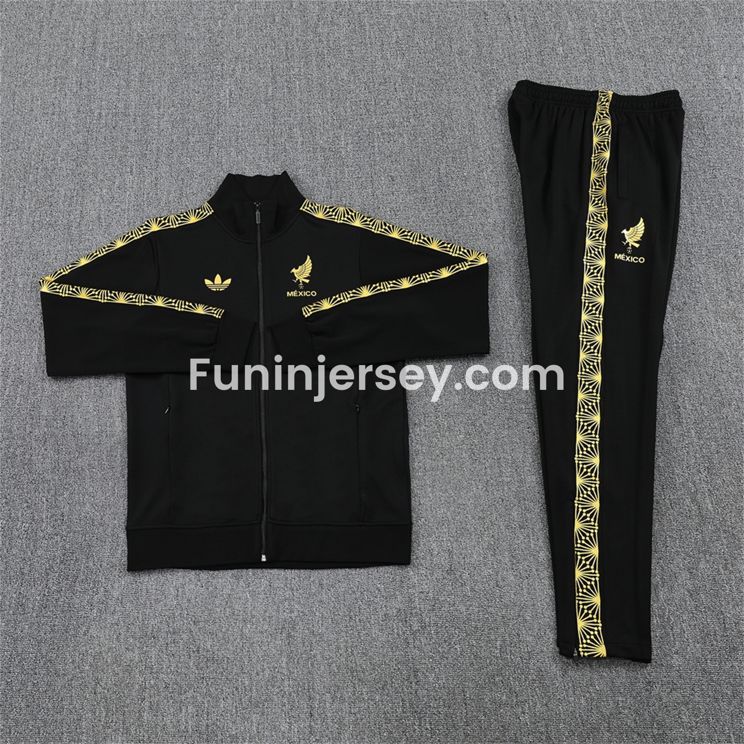 Funinjersey-Kids Mexico 2025 Gold Cup Kids Jacket Training Tracksuit - Black Top & Pants