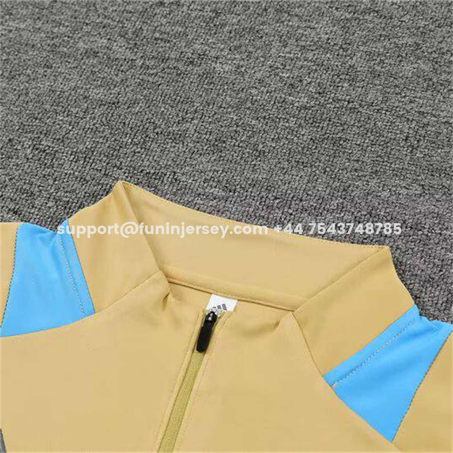 Funinjersey-Argentina 25-26 Long Sleeve Training Set - Gold Top and Grey Pants