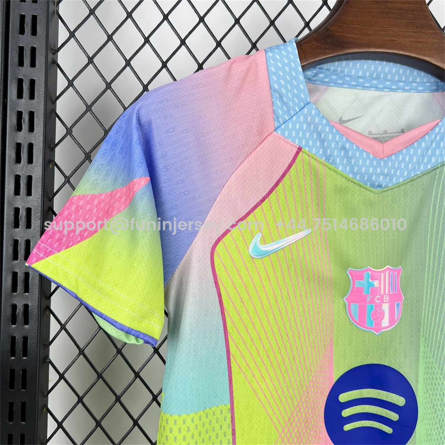 Funinjersey-Barcelona 25-26 T90 White Lines Yellow Blue Gradient Special Kids Kit