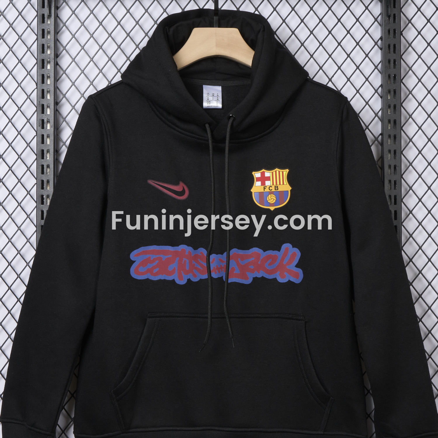 Funinjersey-Barcelona x Travis Scott Black Unisex Pullover Hoodie