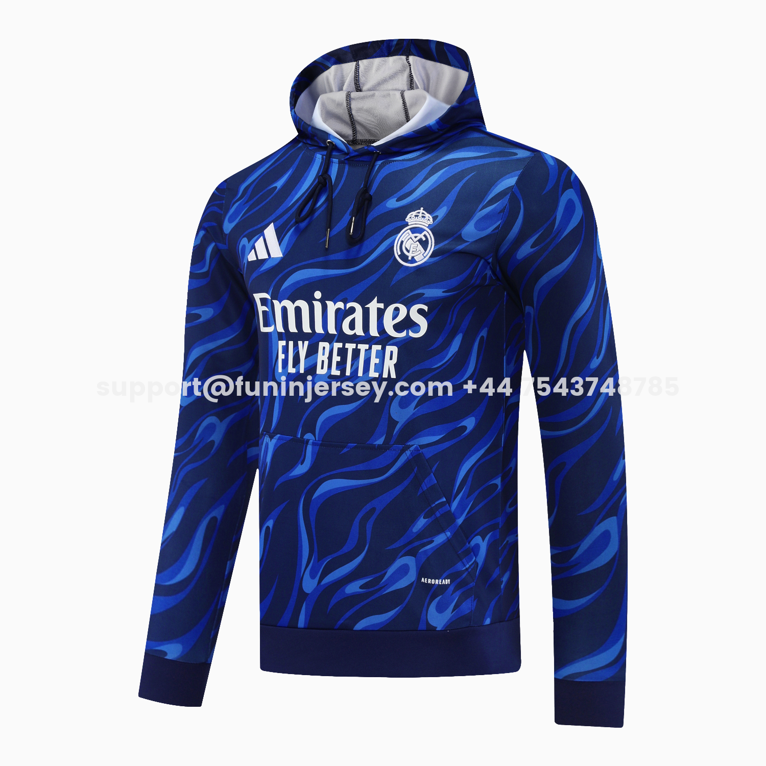 Funinjersey-Real Madrid 25-26 Training Hoodie Set - Blue Hoodie and Deep Blue Pants