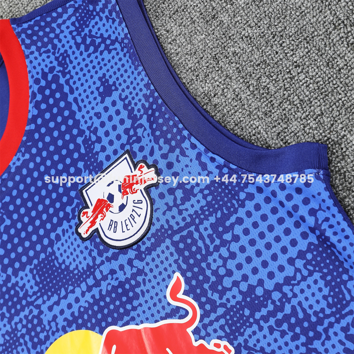 Funinjersey-RB Leipzig 25-26 Vest Training Set - Blue With Red Top & Dark Blue Pants