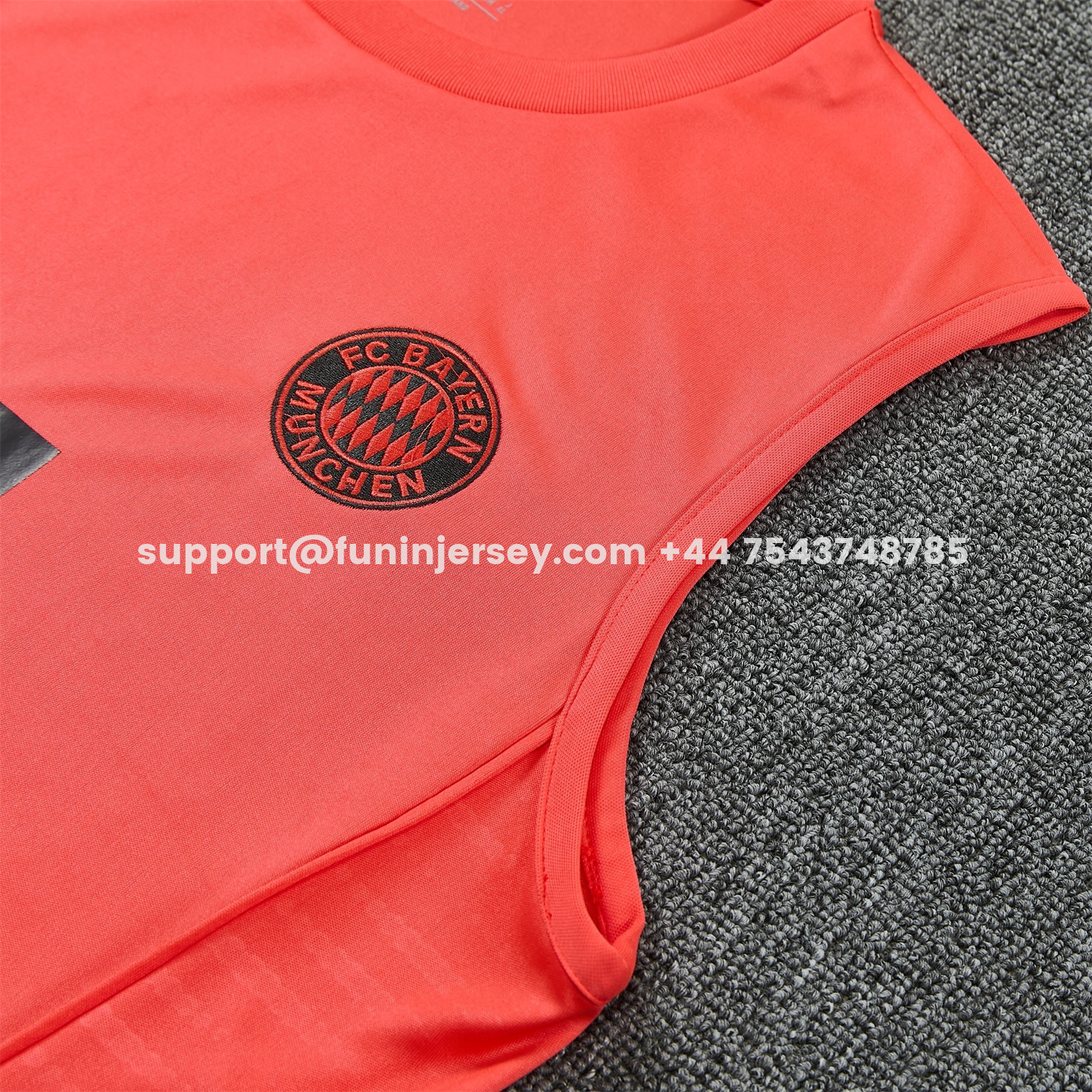 Funinjersey-Bayern Munich 25-26 Vest Training Set - Coral With Black Accents Top & Black With Coral Accents Pants