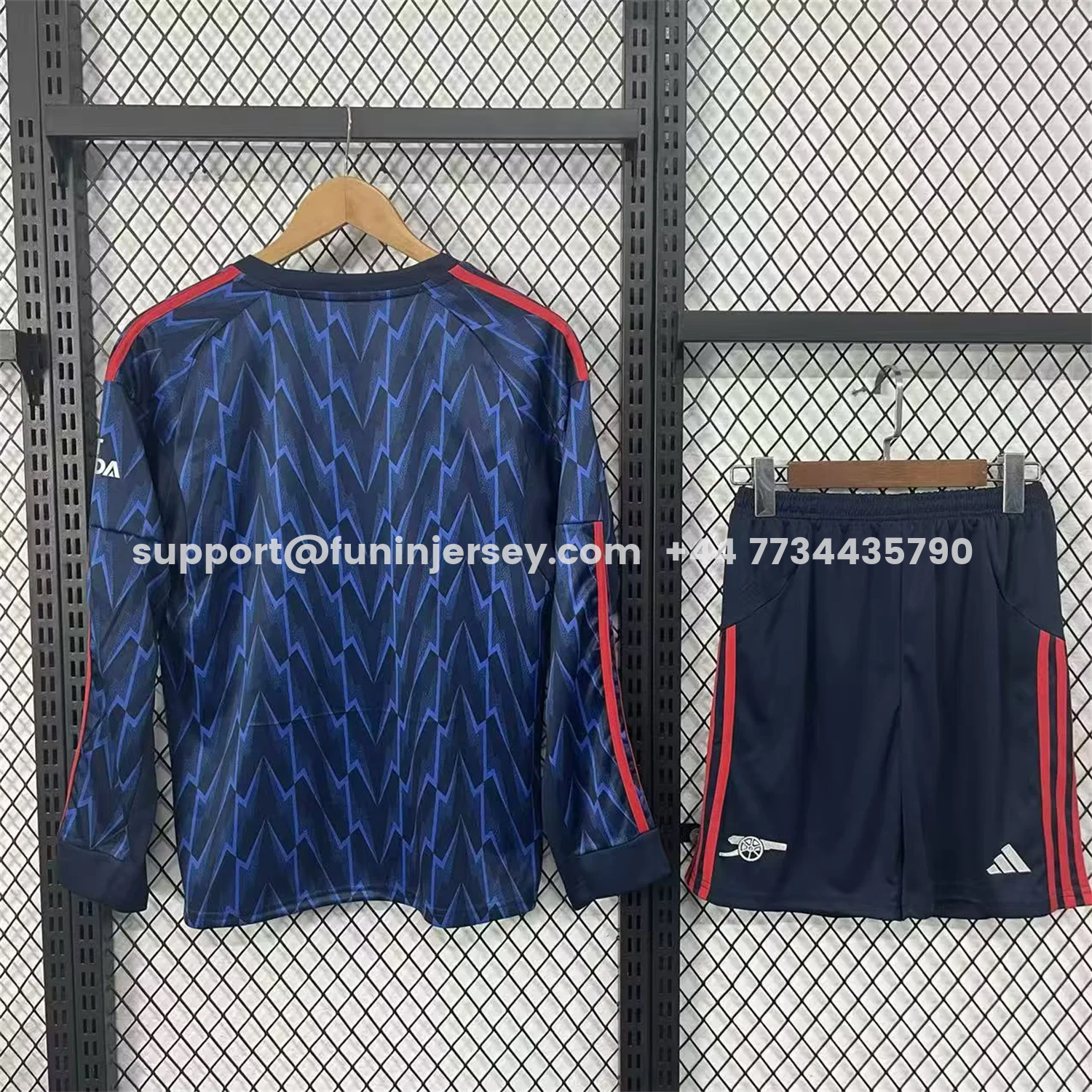 Funinjersey-Arsenal 25-26 Away Blue Long Sleeves Kids Kit