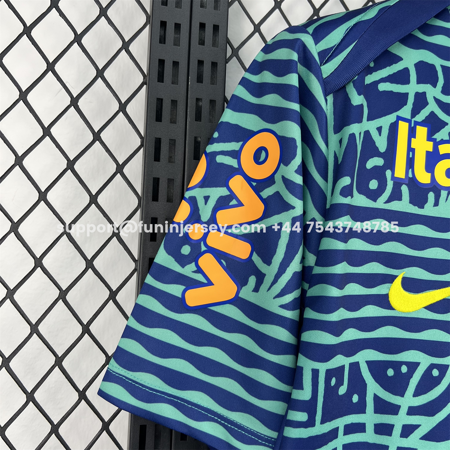 FUN-Funinjersey-Retro Brazil 2024 Blue Pre-Match Training Jersey - Fans Version
