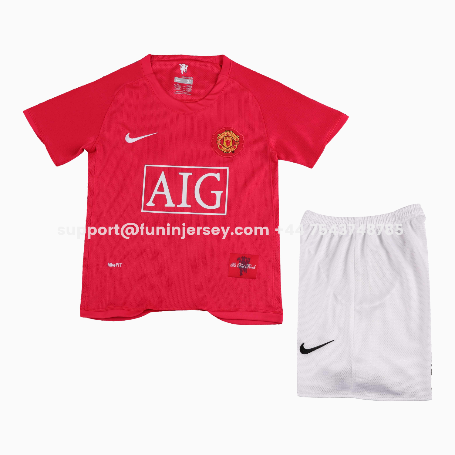 Funinjersey-Retro Manchester United 2007-08 Home Kids Kit