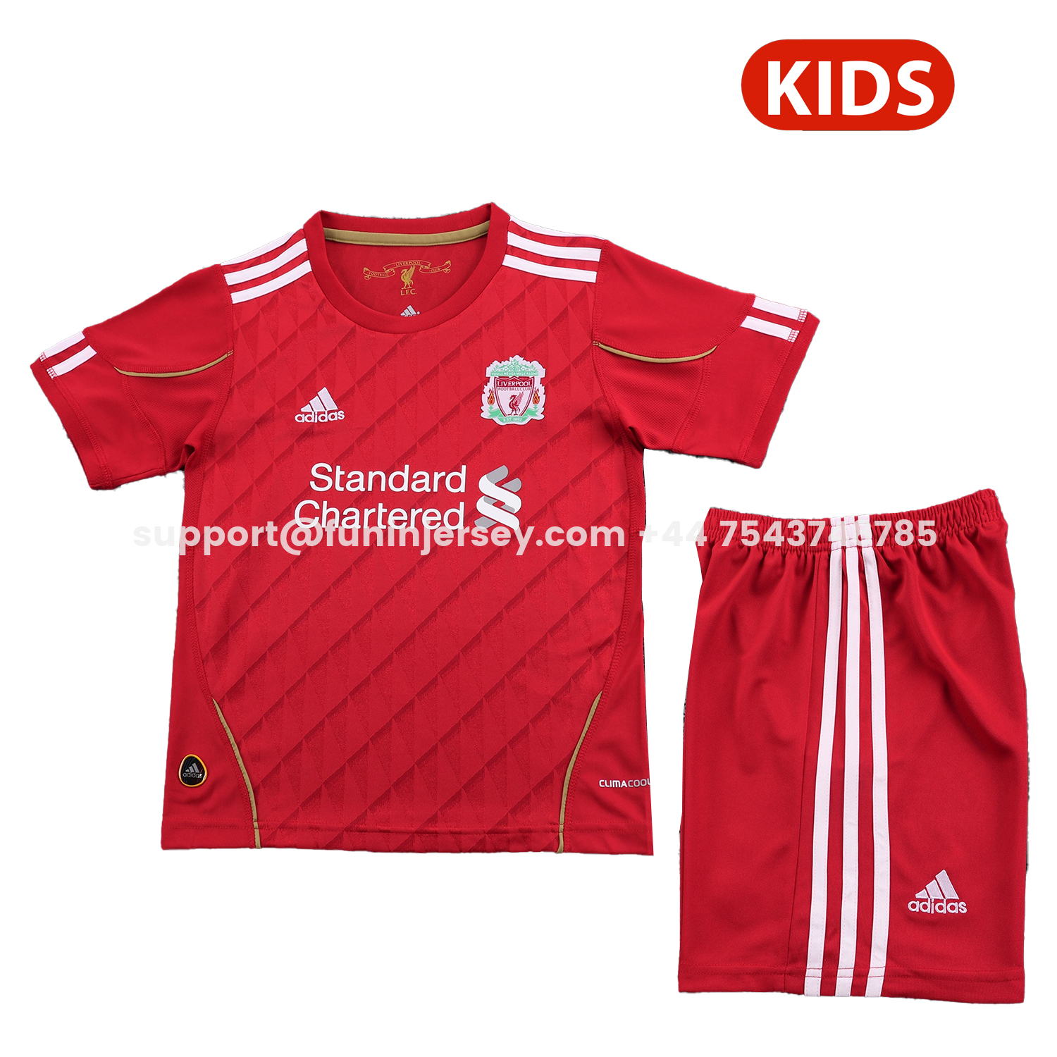 Funinjersey-Retro Liver.pool 2010-11 Home Kids Kit