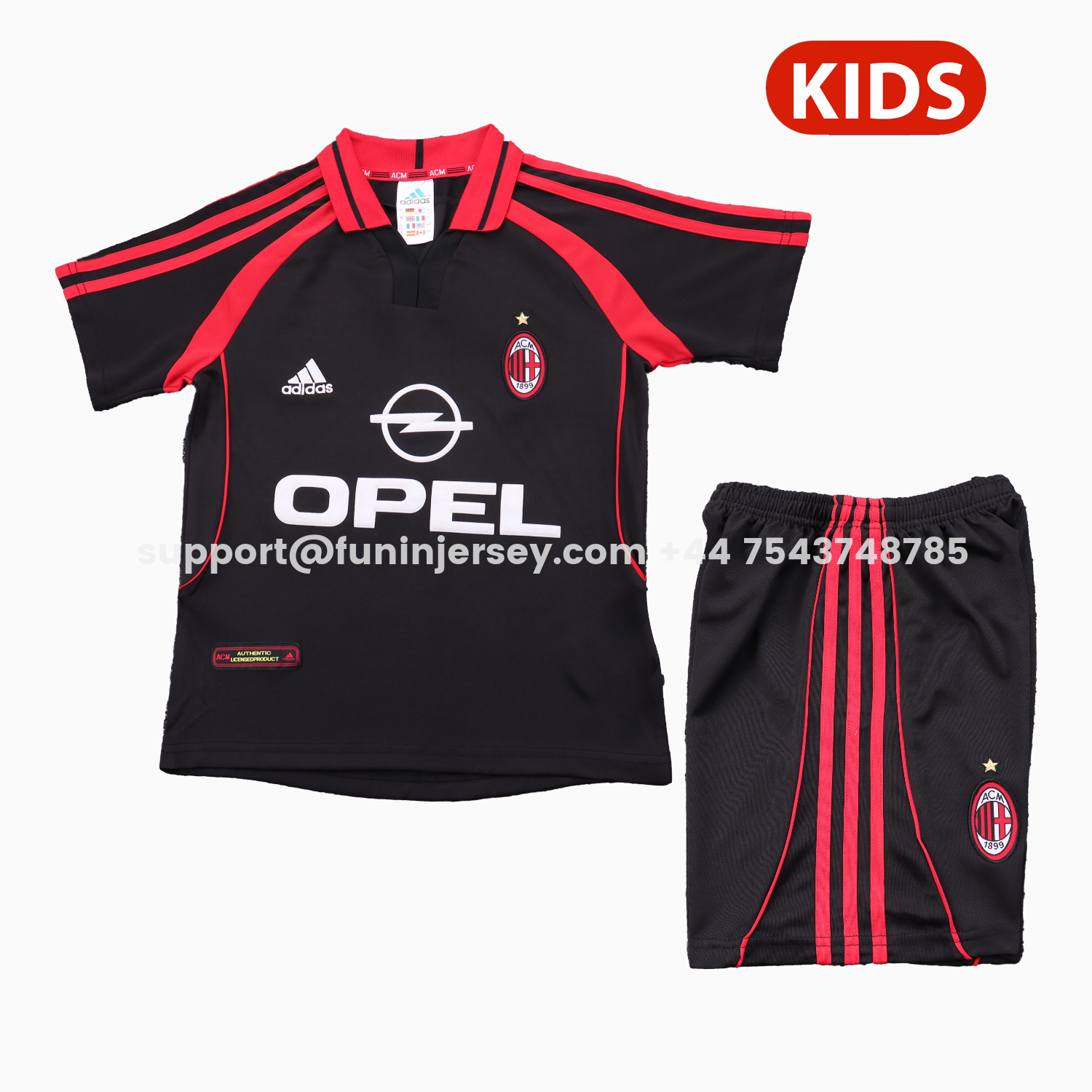 Funinjersey-Retro AC Milan 2000-01 Third Kids Kit