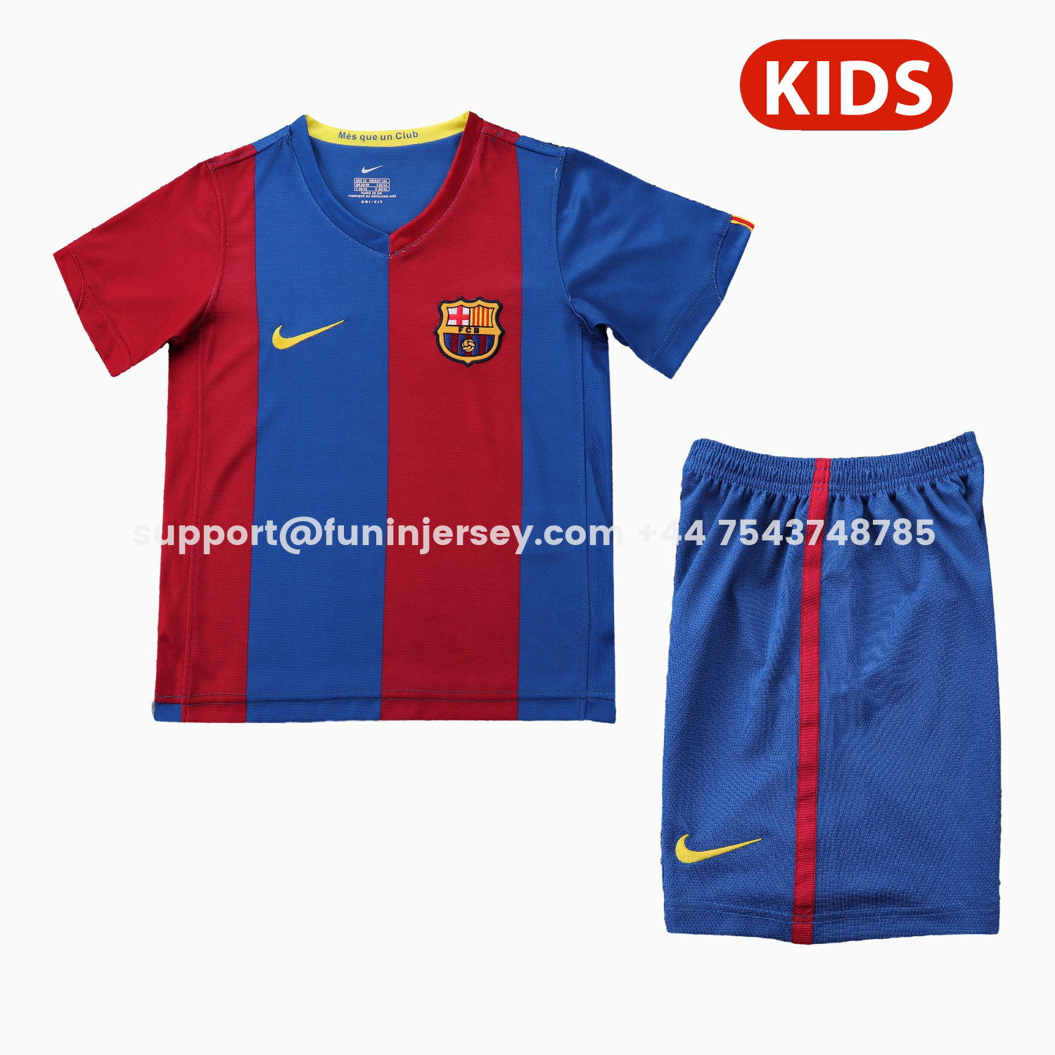 Funinjersey-Retro Barcelona 2006-07 Home Kids Kit
