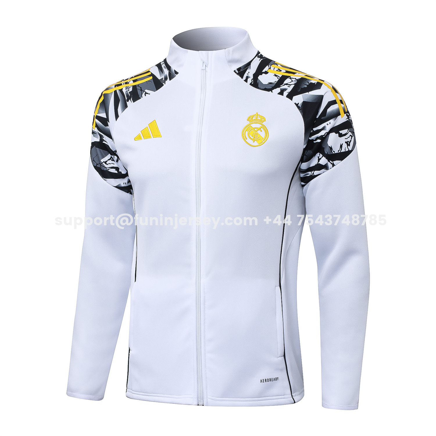 Funinjersey-Real Madrid 25-26 Unsponsored Long Sleeve Training Set - White Top & Black Pants