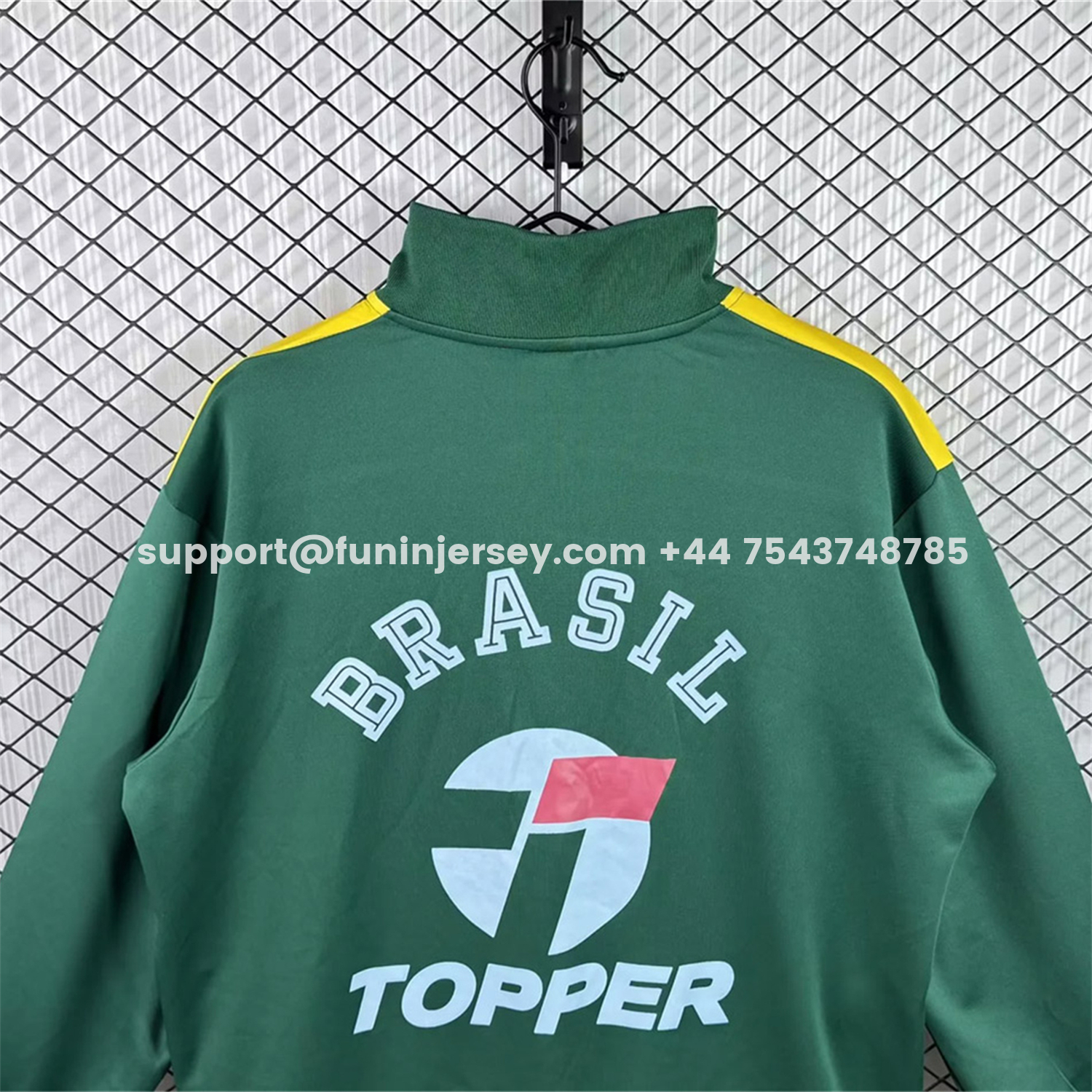 Funinjersey-Retro Brazil 1982 Green With Yellow Band Windbreaker Jacket