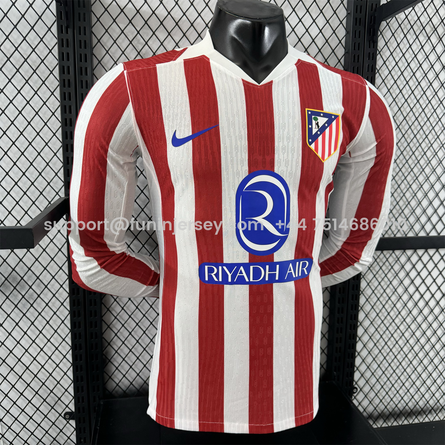 Funinjersey-Atletico Madrid 25-26 Home Long Sleeves Jersey - Player Version