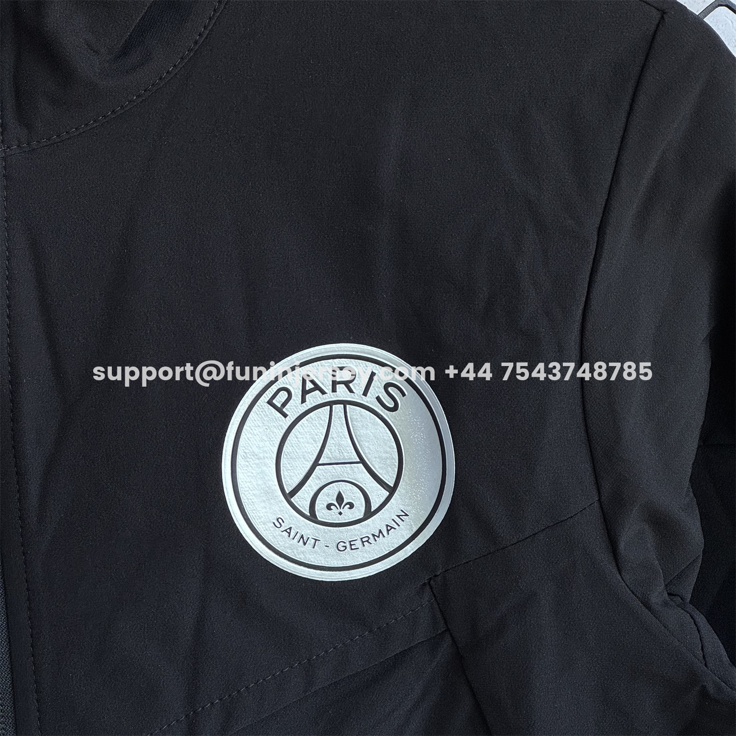Funinjersey-Paris Saint-Germain PSG 25-26 Windbreaker Training Set - Black Top and Pants