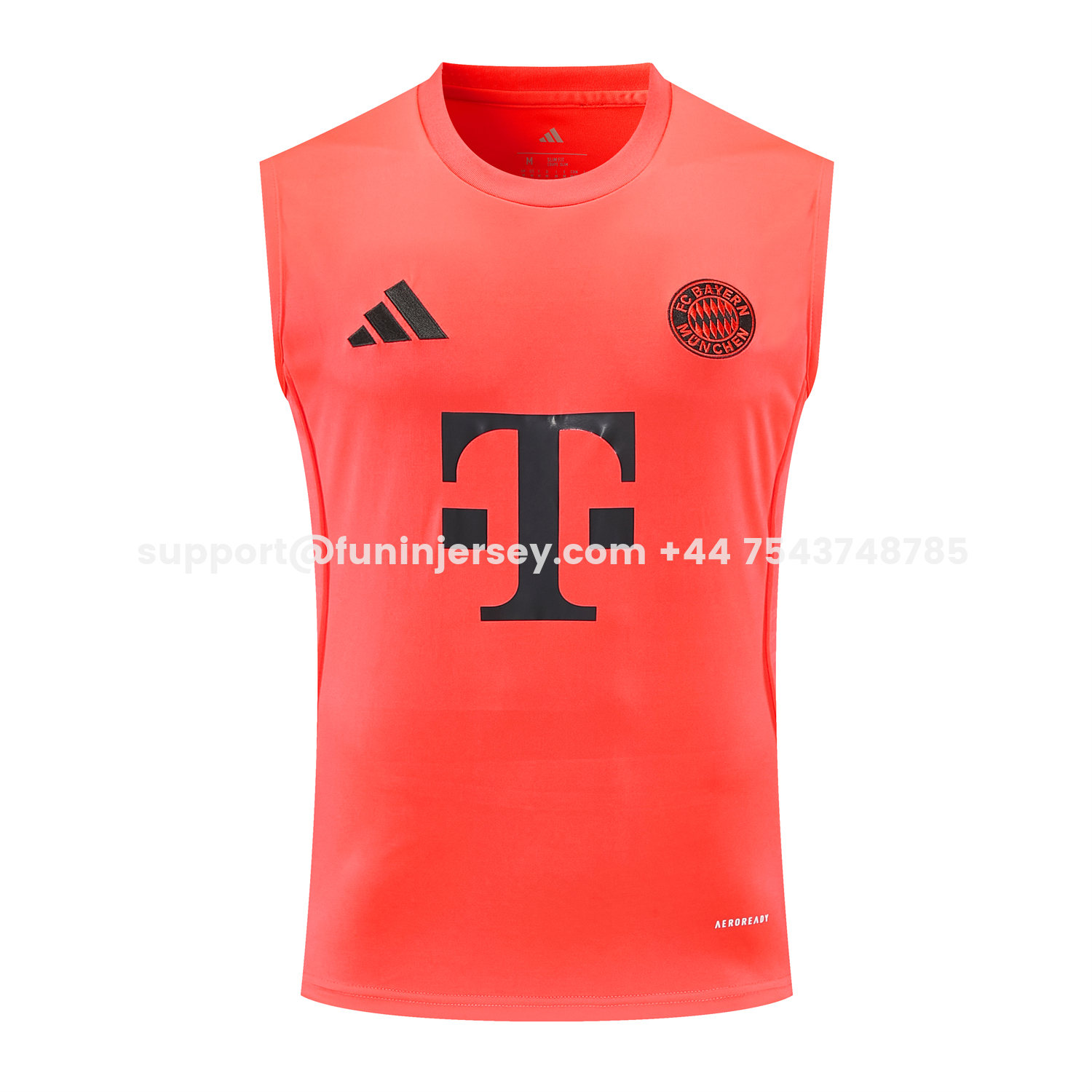 Funinjersey-Bayern Munich 25-26 Vest Training Set - Coral With Black Accents Top & Black With Coral Accents Pants