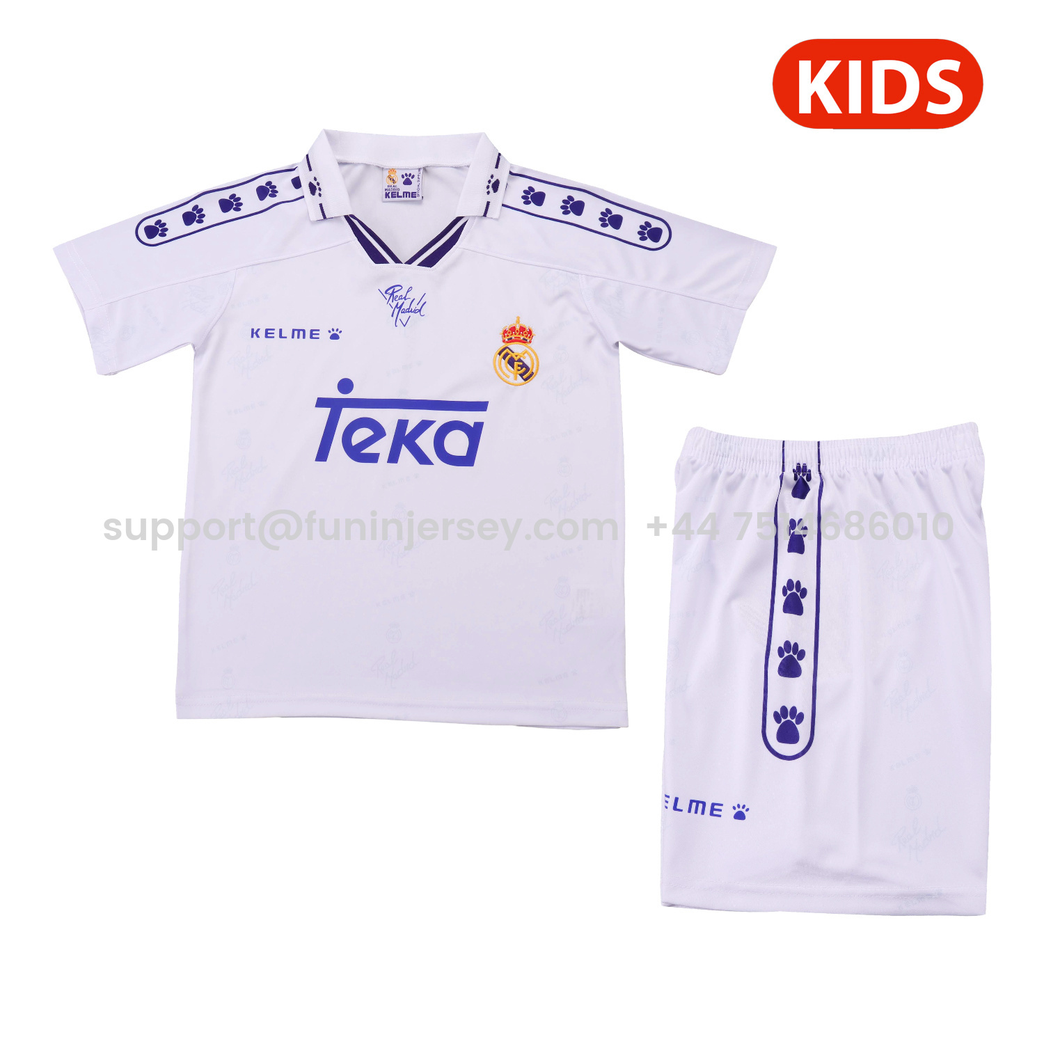 Funinjersey-Retro Real Madrid 1994-96 Home Kids Kit