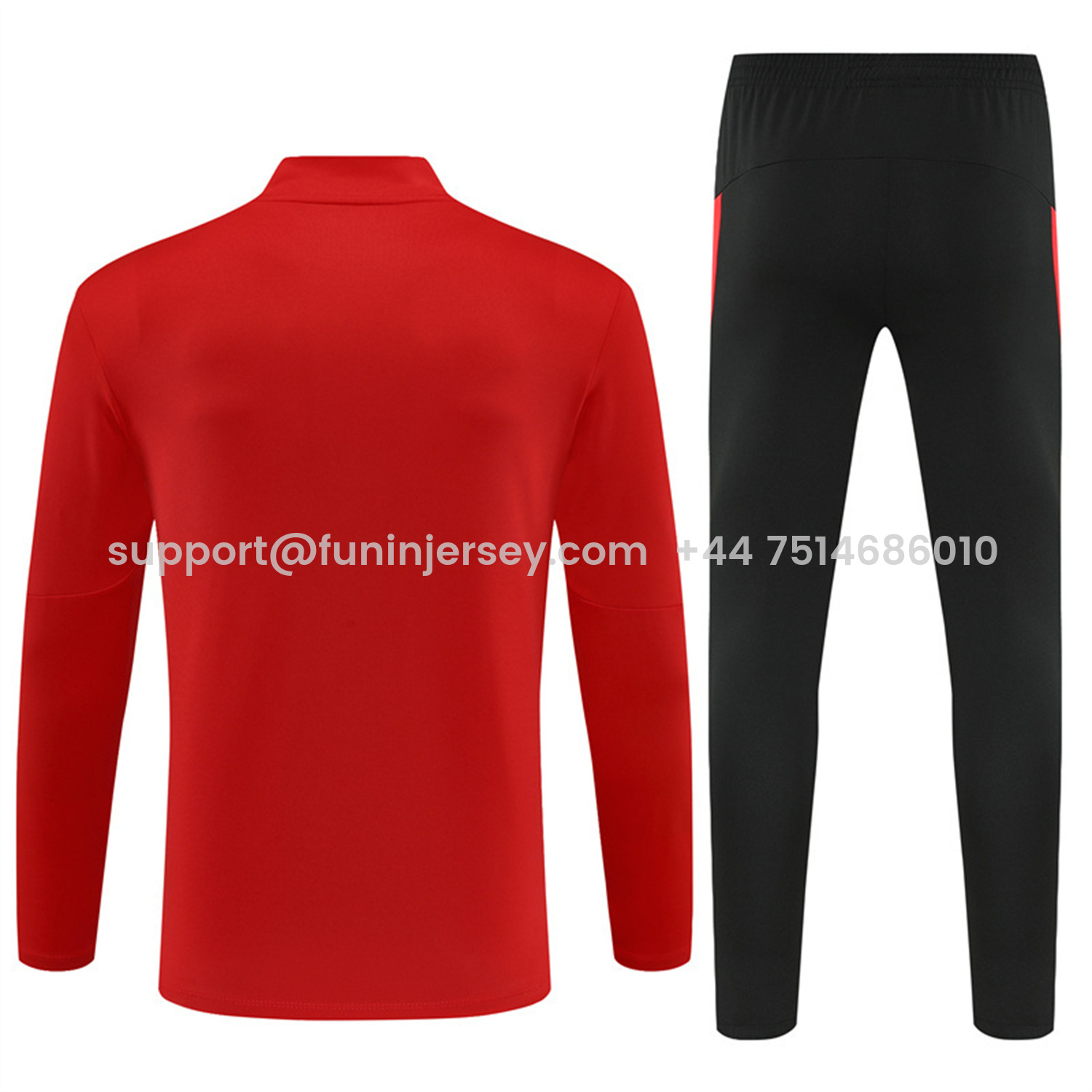 Funinjersey-Portugal 25-26 Kids Long Sleeve Training Set - Red Top & Black Pants