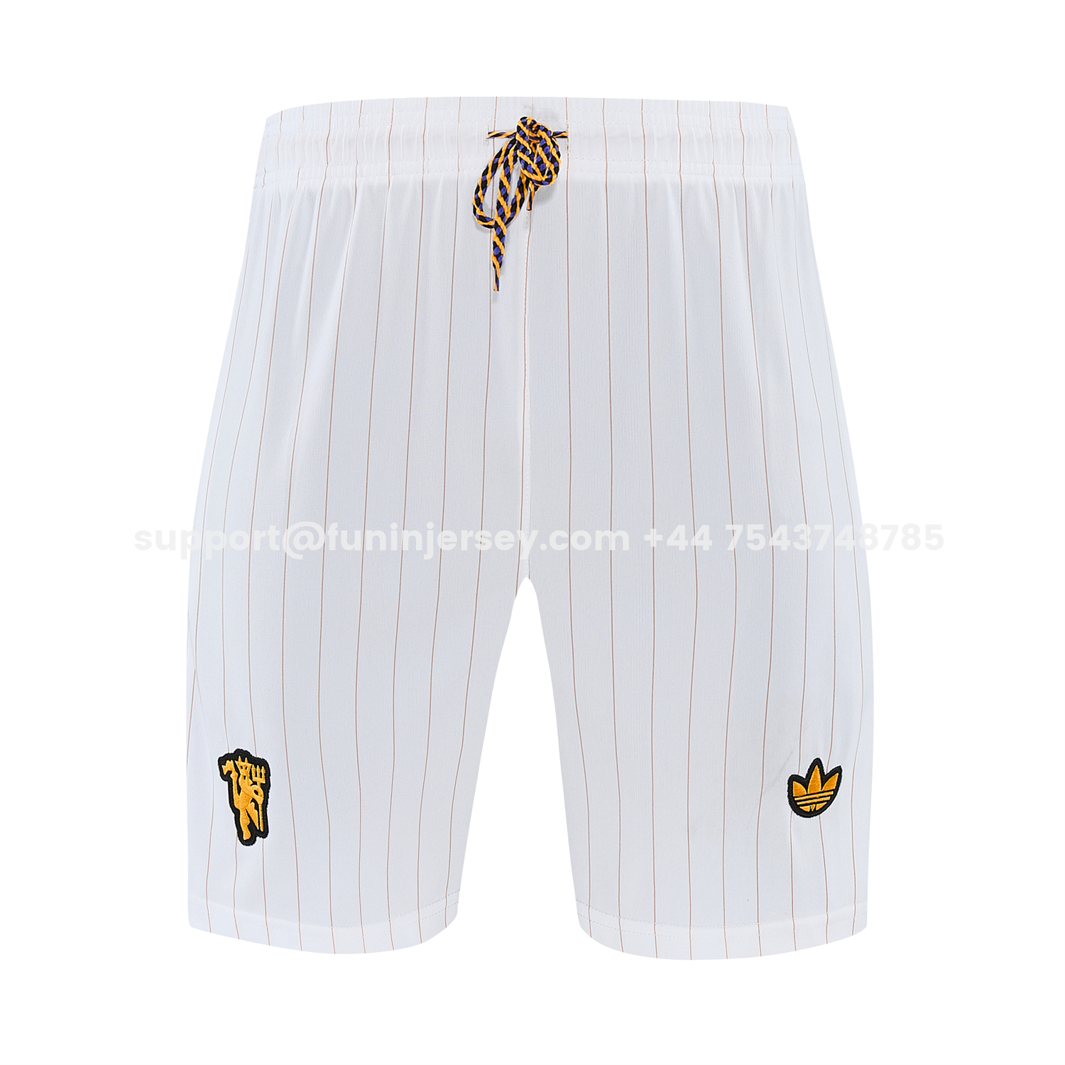 Funinjersey-Manchester United 25-26 Retro Style Short-Sleeve Training Set - White With Thin Black Stripes Top & Pants
