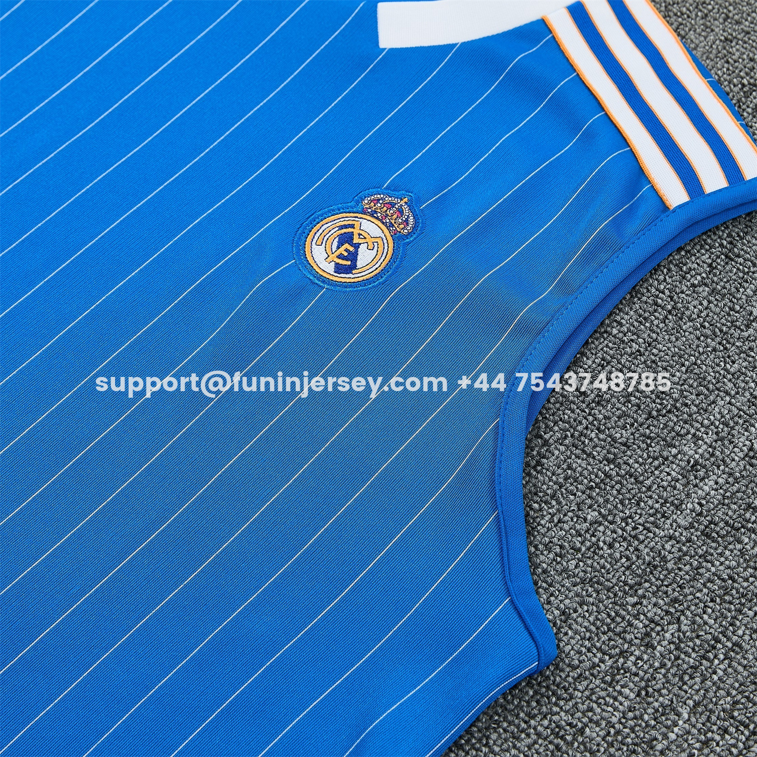 Funinjersey-Real Madrid 25-26 Retro Style Vest Training Set - Blue With White Stripes Top & Pants