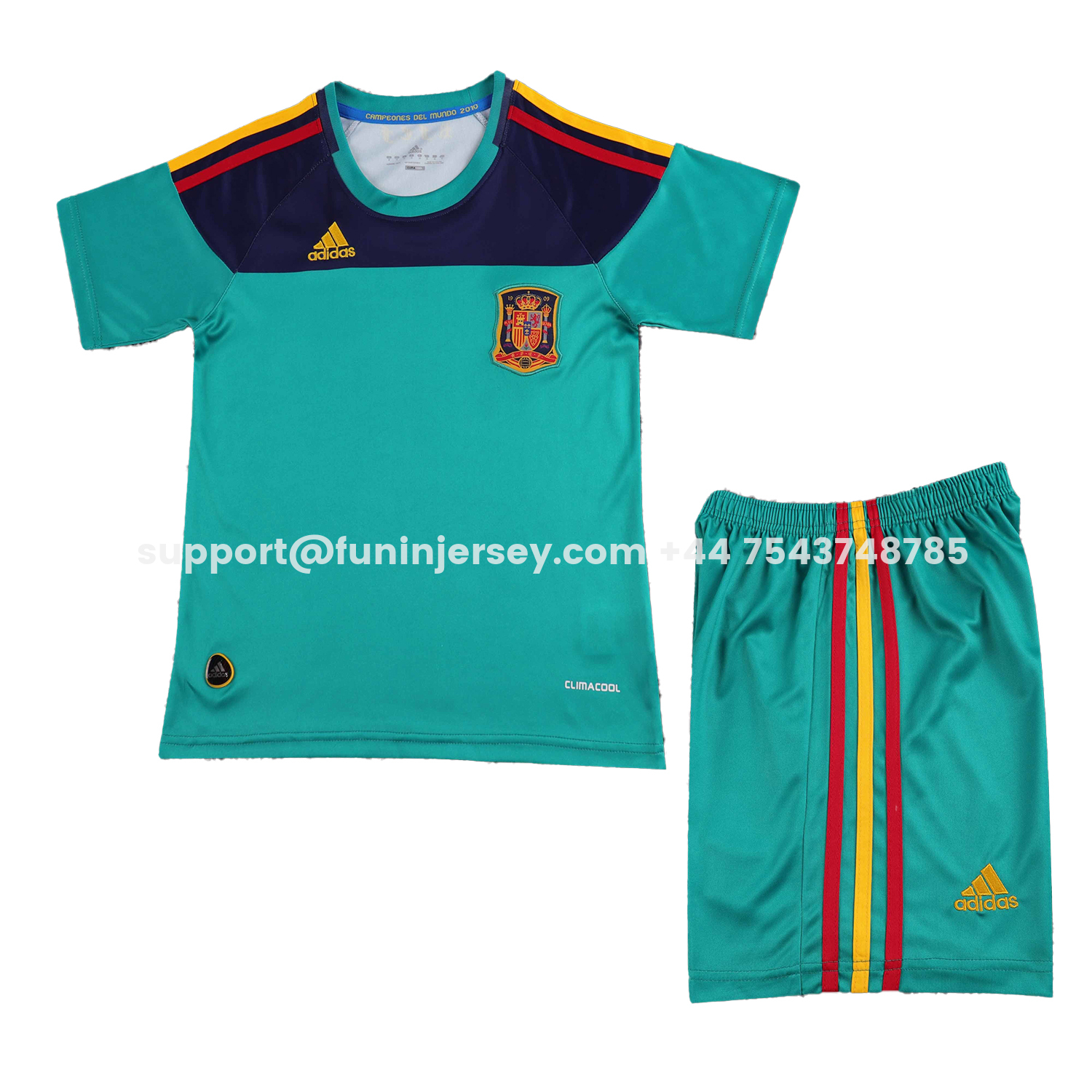 Funinjersey-Retro Spain 2010 Green Goalkeeper Kids Kit