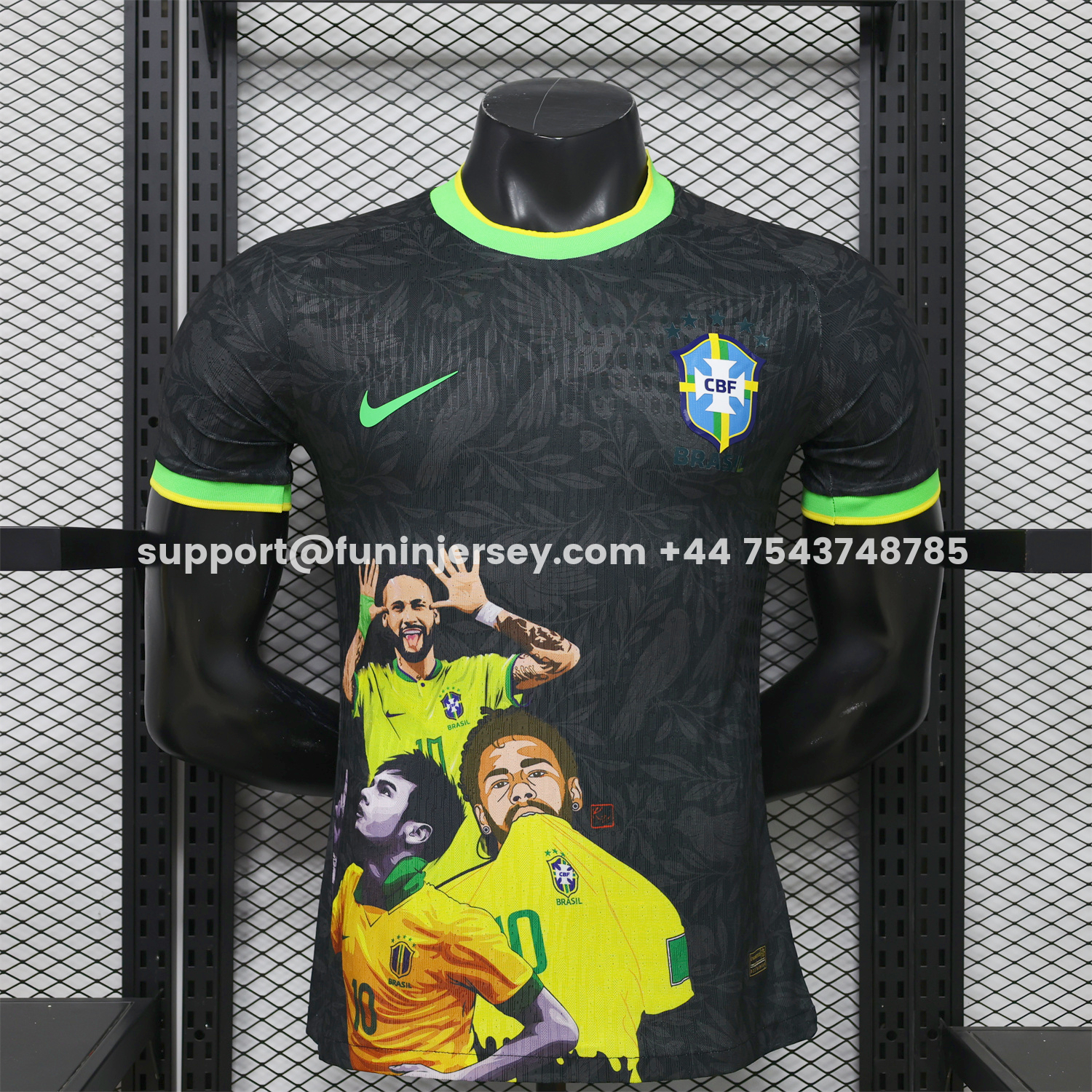 Funinjersey-Brazil 2026 Black With Green Trim Brazilian Football Players Special Edition Jersey - Player Version