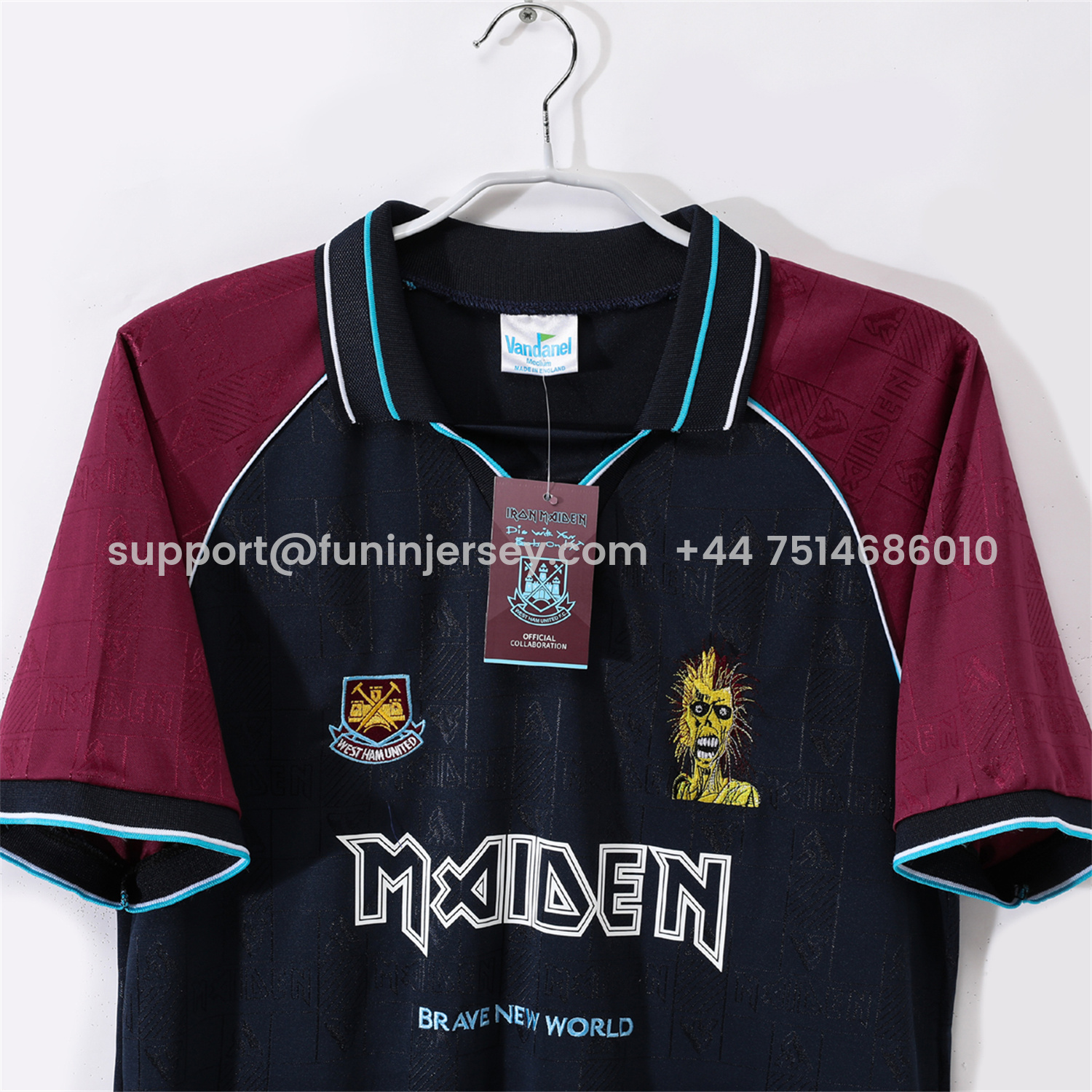 Funinjersey-Retro West Ham United 1999 Iron Maiden Home Jersey