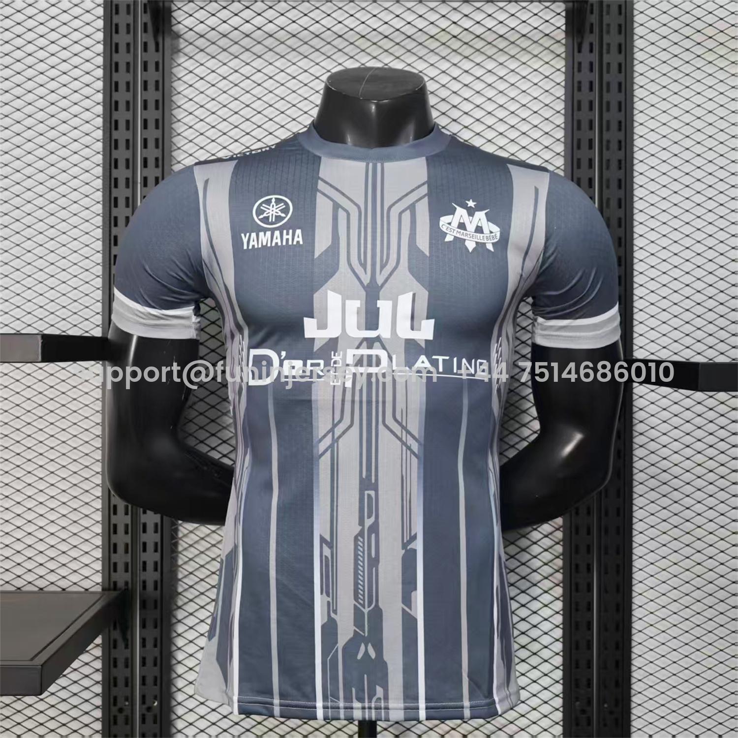Funinjersey-Marseille 25-26 Grey Stripes Special Jersey - Player Version
