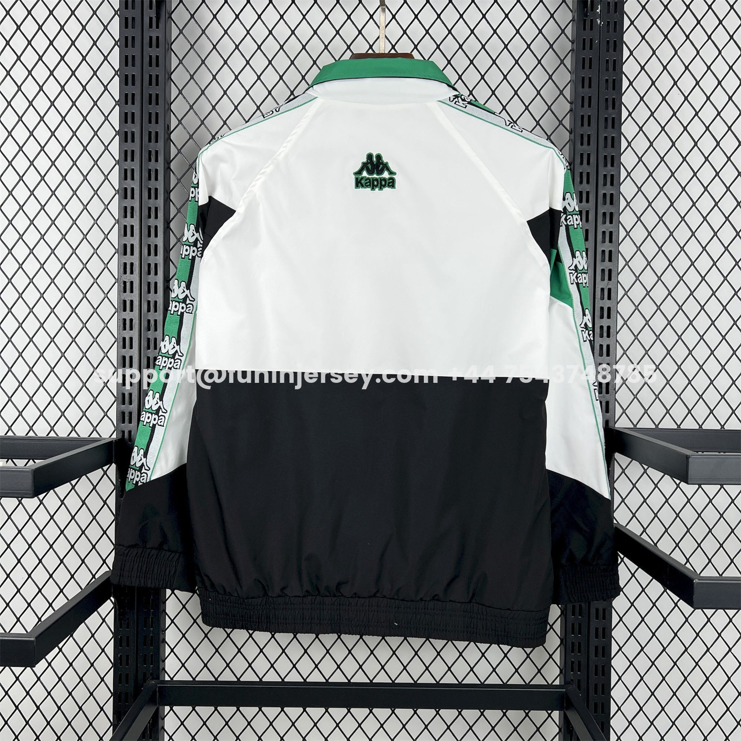 Funinjersey-Retro Real Betis 1995-96 Black And White Windbreaker