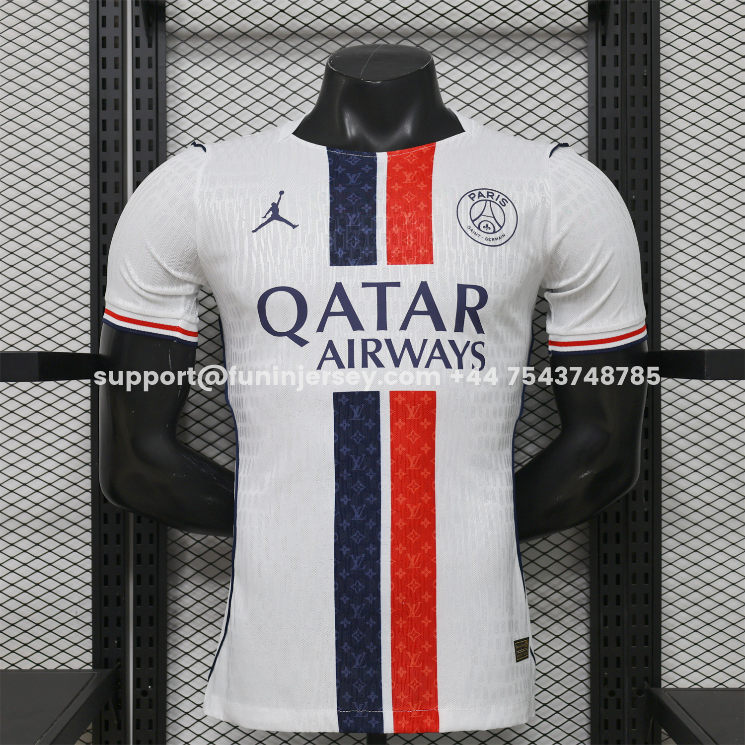 Funinjersey-Paris Saint-Germain PSG 25-26 Red Blue Stripes White Special Jersey - Player Version