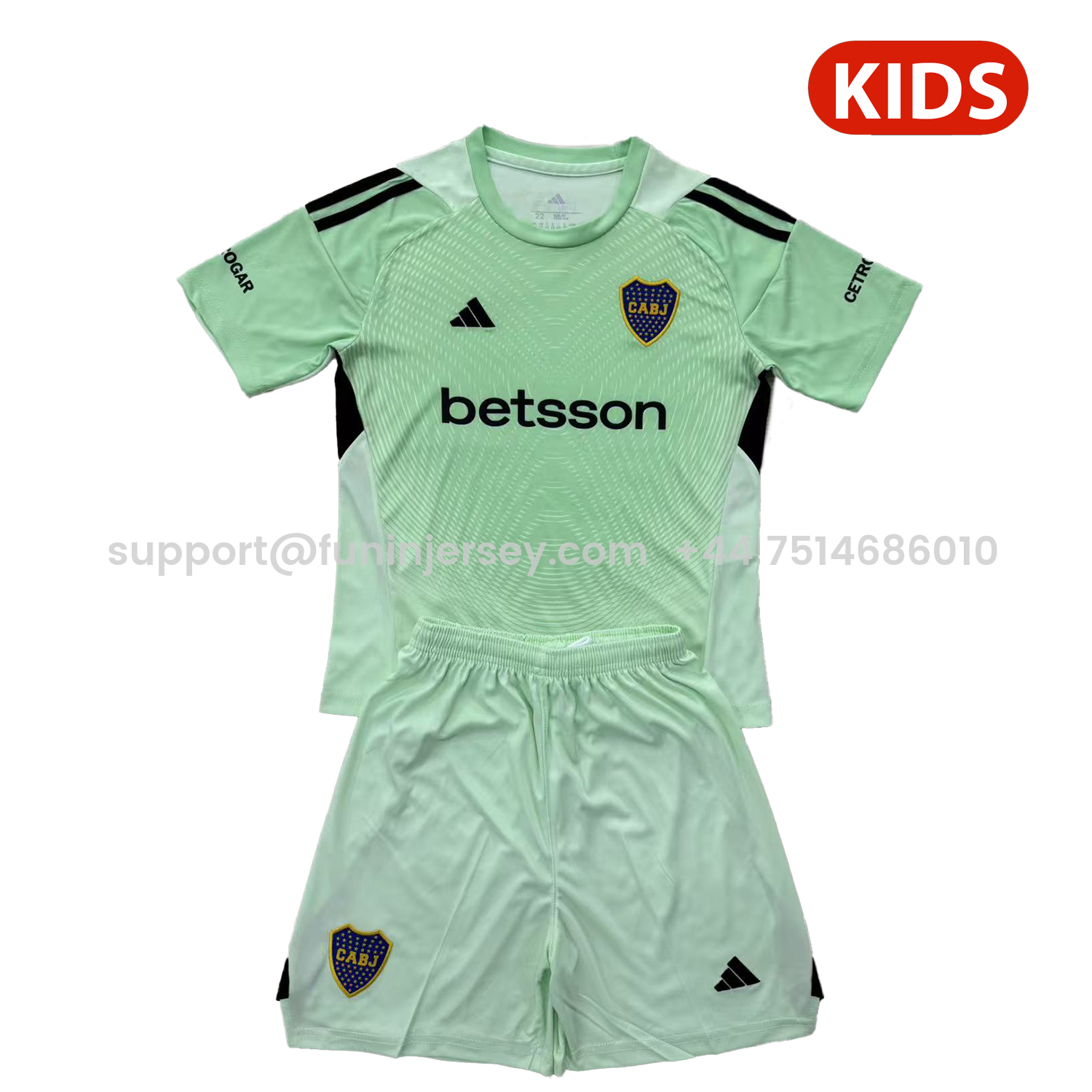 Funinjersey-Boca Juniors 25-26 Green Goalkeeper Kids Kit