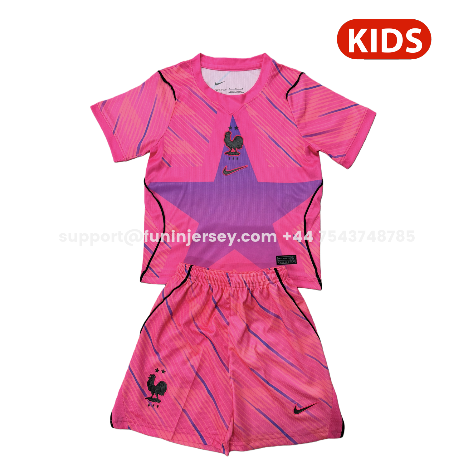 Funinjersey-France 2026 Pink Goalkeeper Kids Kit
