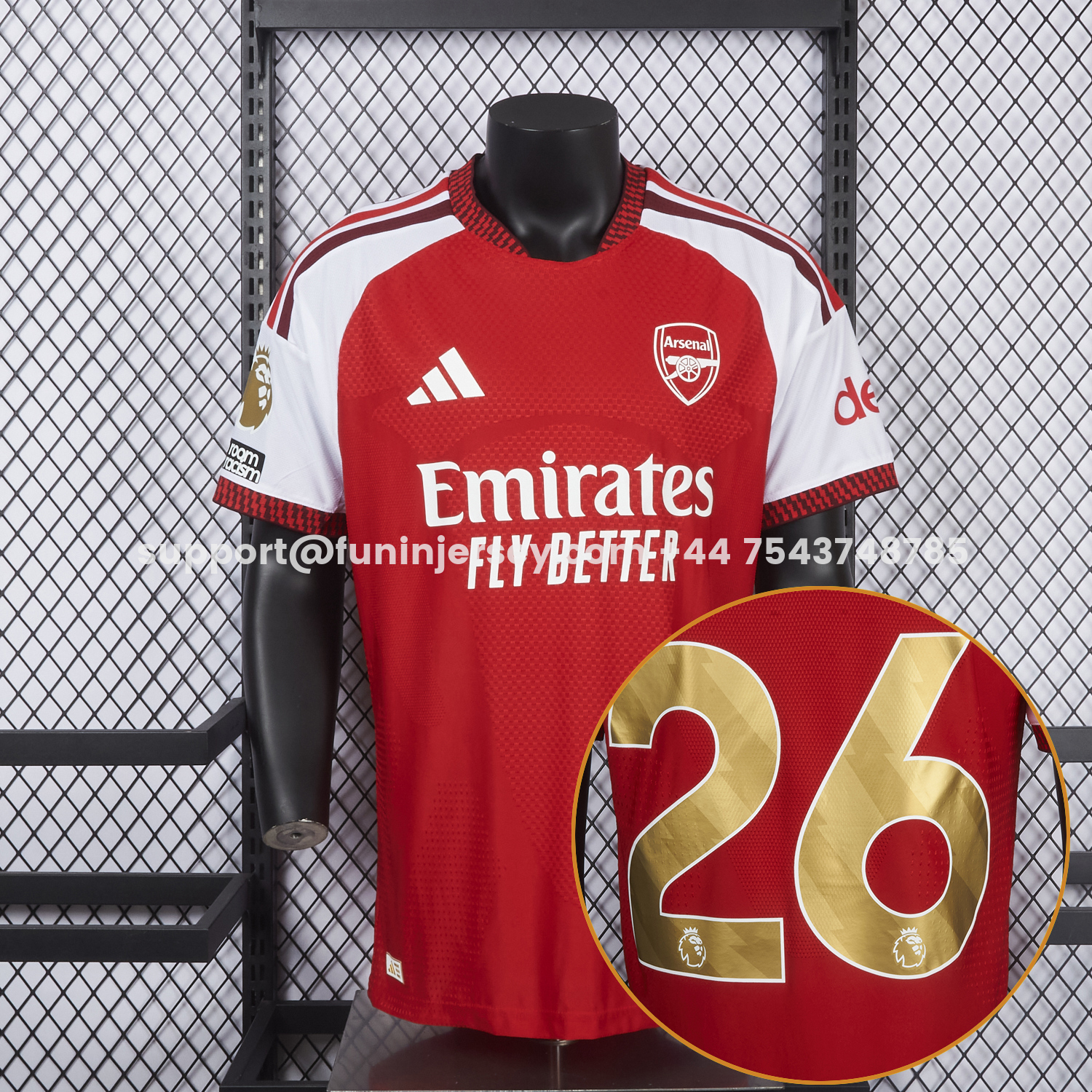 Funinjersey-【Champion 26 Font】Arsenal 26-27 Home Jersey - Player Version