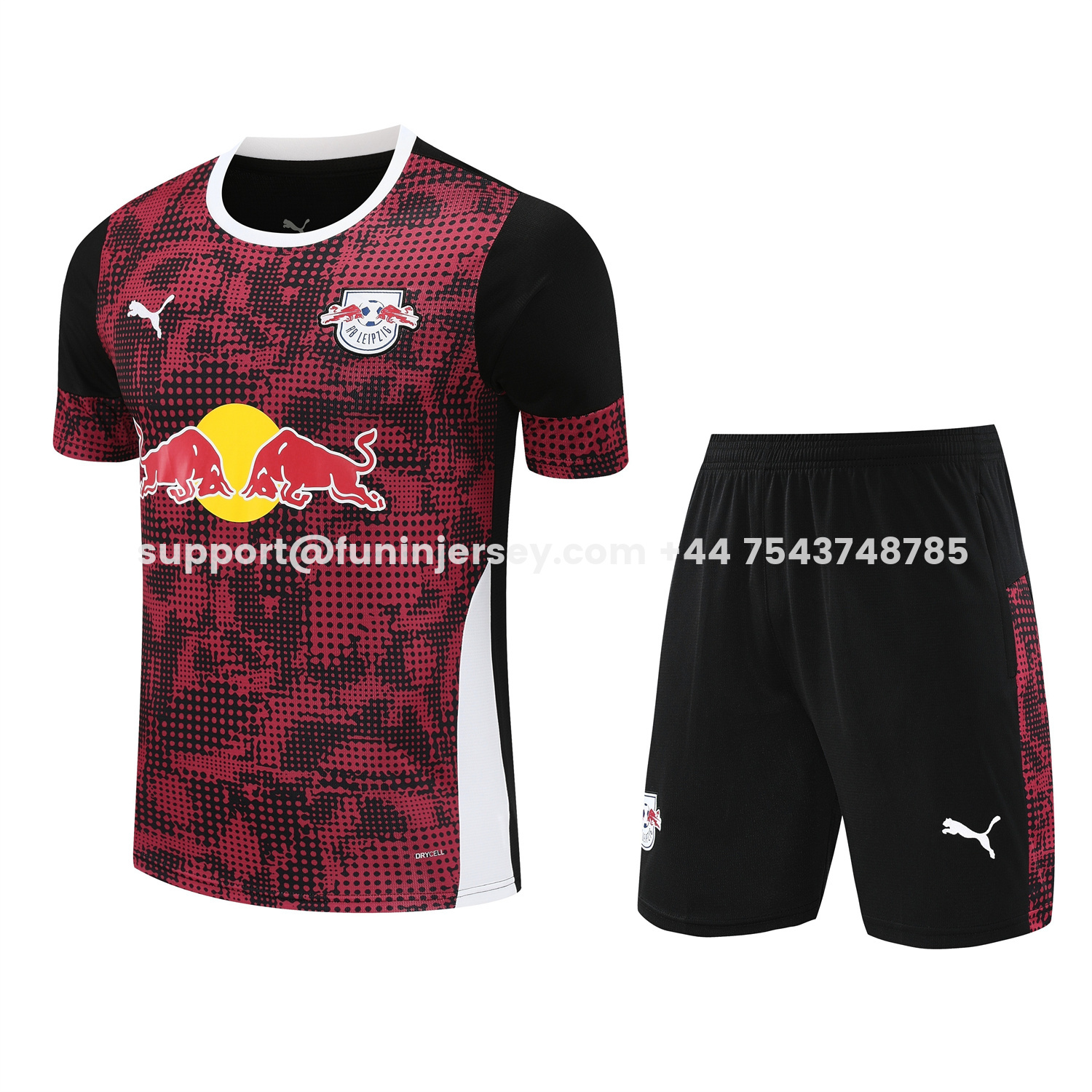 Funinjersey-RB Leipzig 25-26 Short-Sleeve Training Set- Red Top & Black Shorts