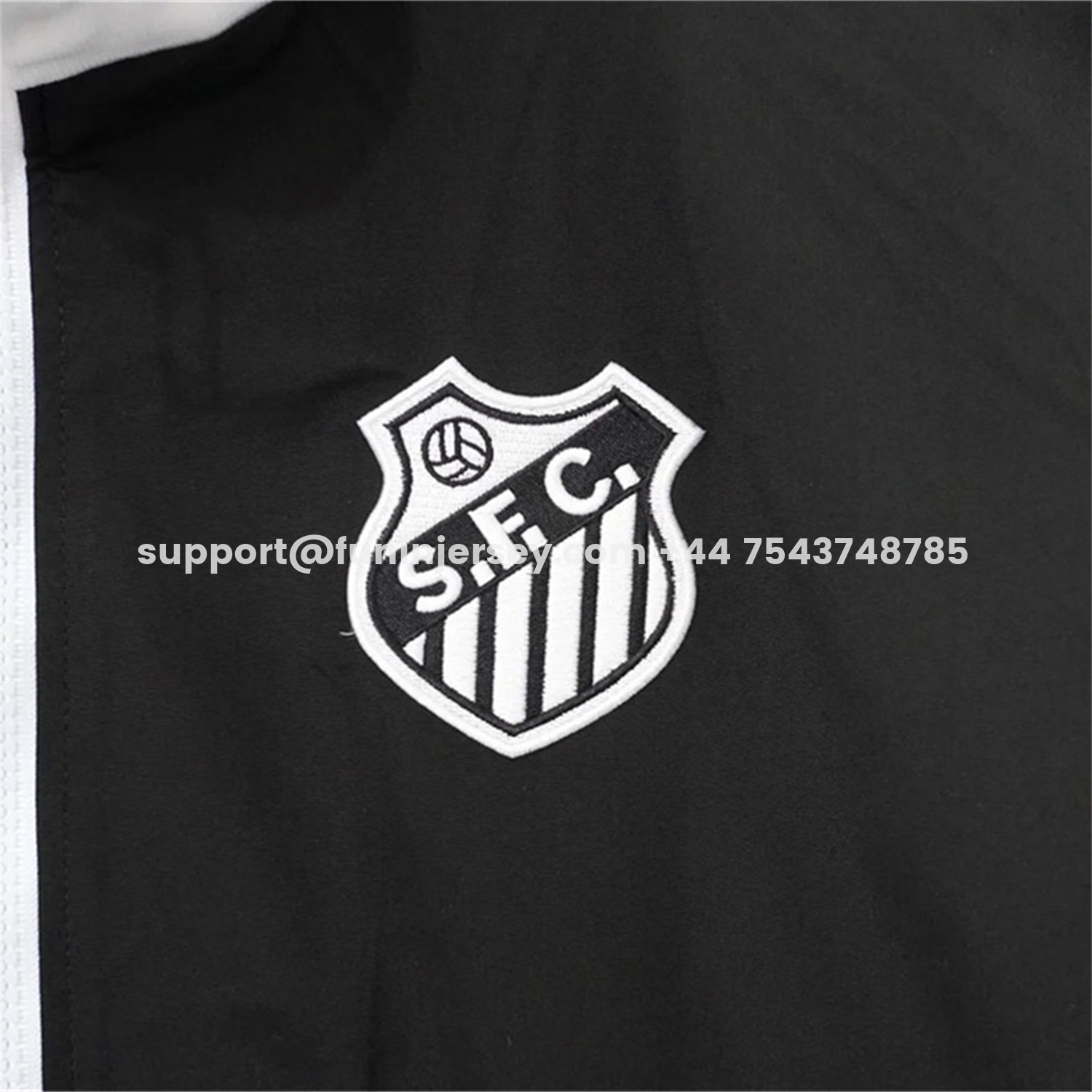 Funinjersey-Santos 26-27 Black With White Edges Windbreaker Jacket