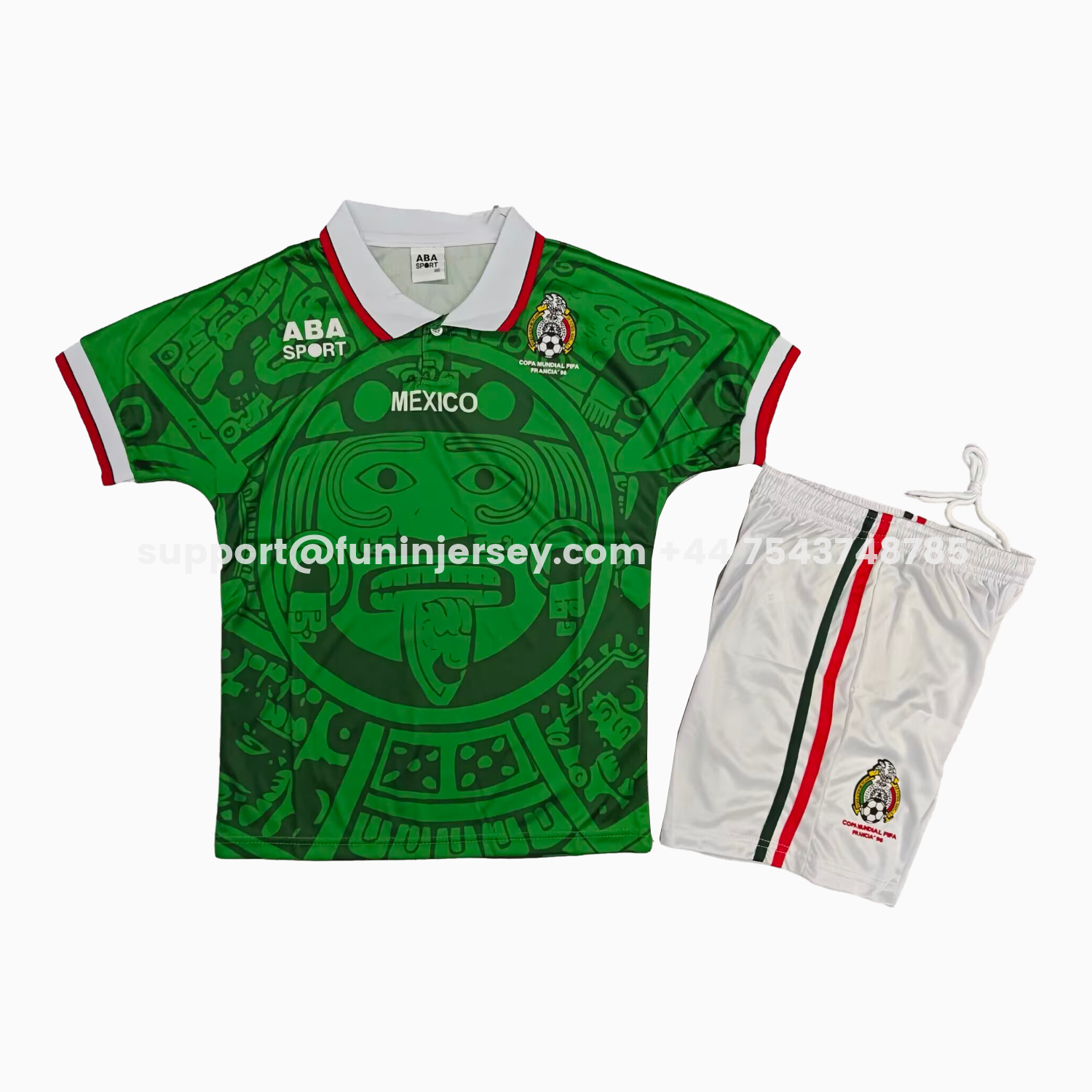 Funinjersey-Retro Mexico 1998 Home Kids Kit