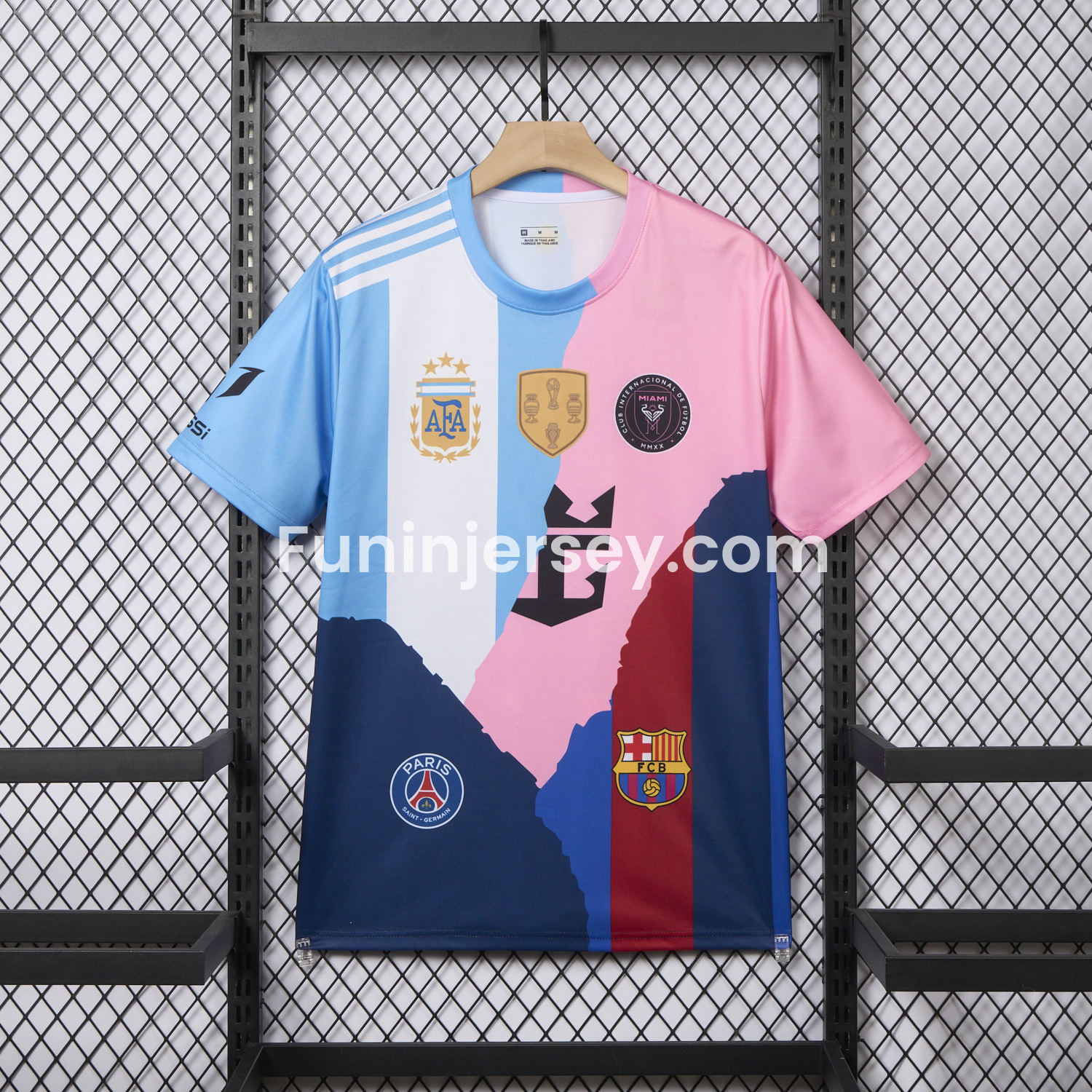 Funinjersey-Messi Career Commemorative Jersey - Fans Version - Argentina INT M.A.M Barcelona - with 10 Special Font