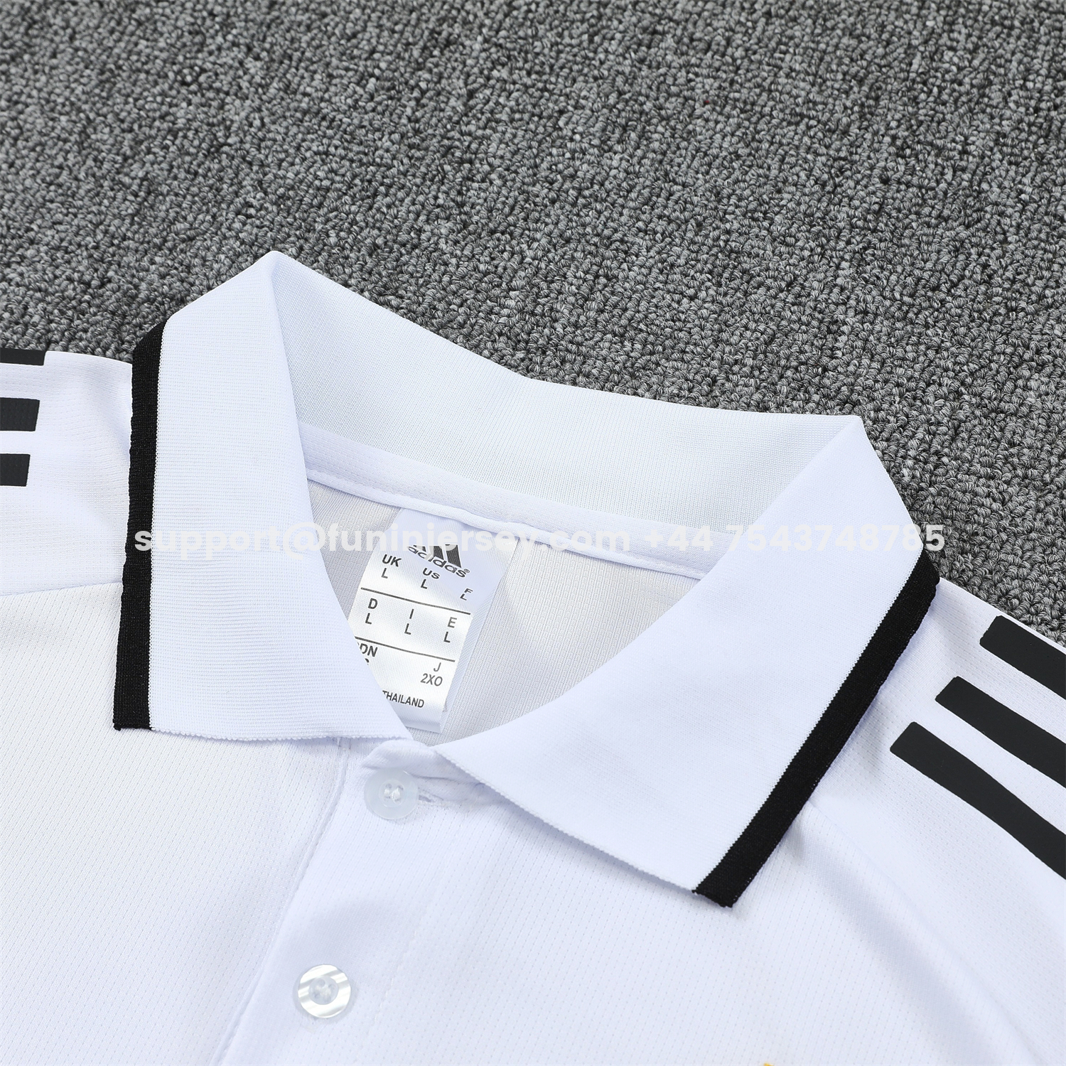 Funinjersey-Real Madrid 25-26 POLO Short-Sleeve Training Set - White Top and Black Pants