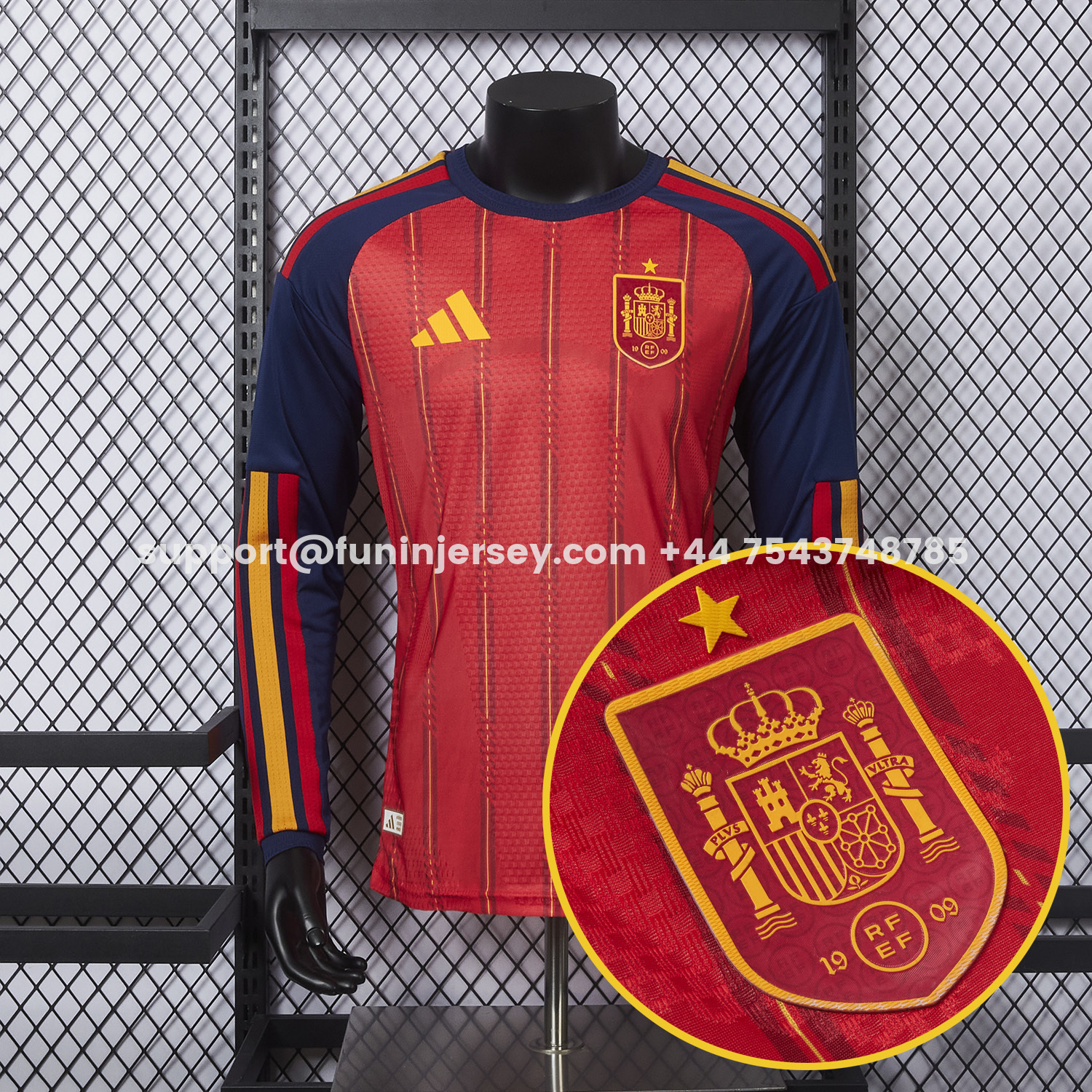 Funinjersey-Spain 2026 Home Long Sleeves Jersey - Player Version