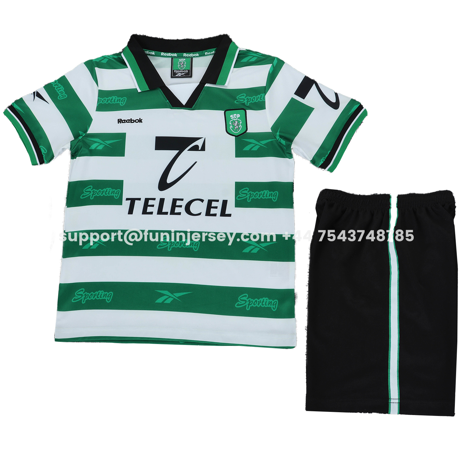 Funinjersey-Retro Sporting CP 1999-00 Home Kids Kit