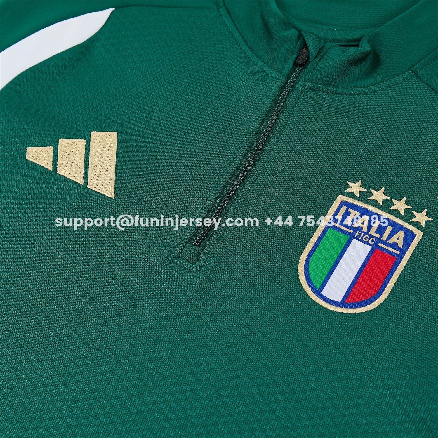 Funinjersey-Italy 2026 Long Sleeve Training Set - Green With White Top & Pants