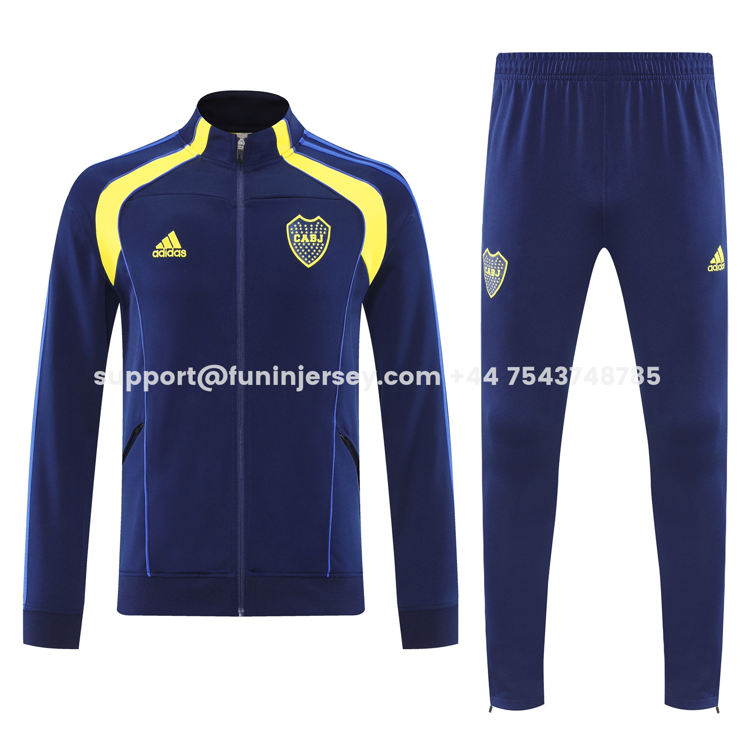 Funinjersey-Boca Juniors 2026 Jacket Training Tracksuit - Dark Blue With Yellow Jackets & Pants
