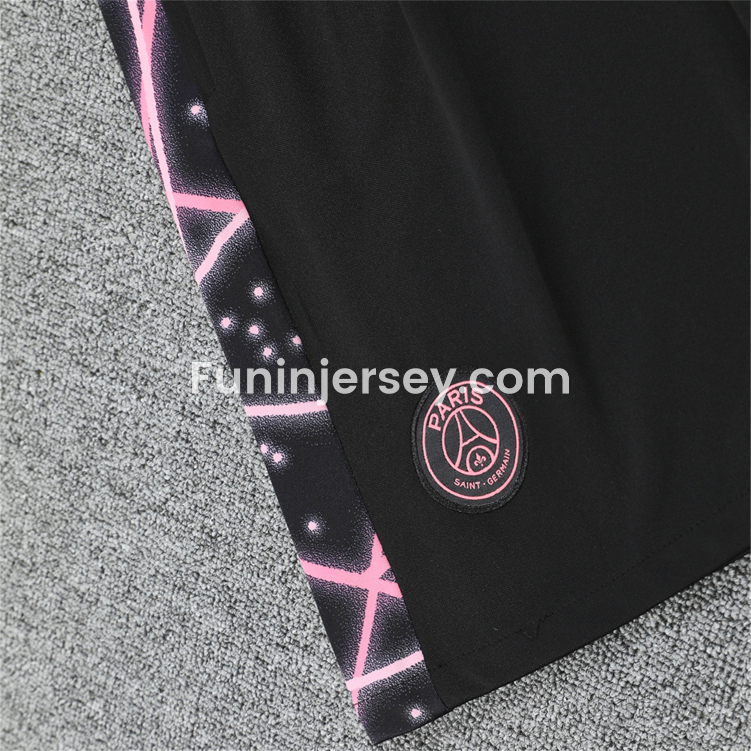 Funinjersey-Paris Saint-Germain PSG 25-26 Short-Sleeve Training Set - Pink Fluorescent Rays Black Top & Black Shorts