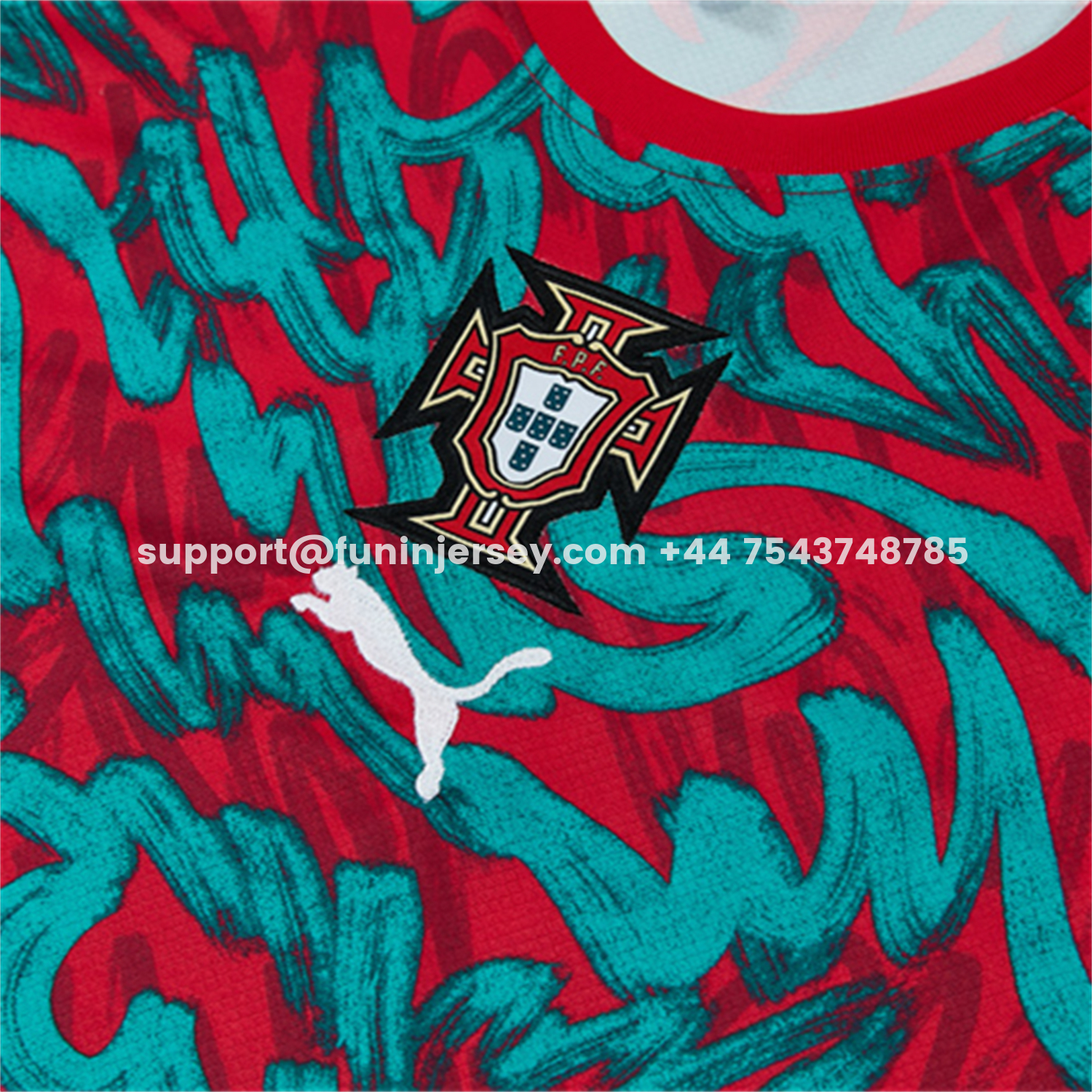 Funinjersey-Portugal 2026 Short-Sleeve Training Set - Red And Turquoise With A Swirling Pattern Top & Pants