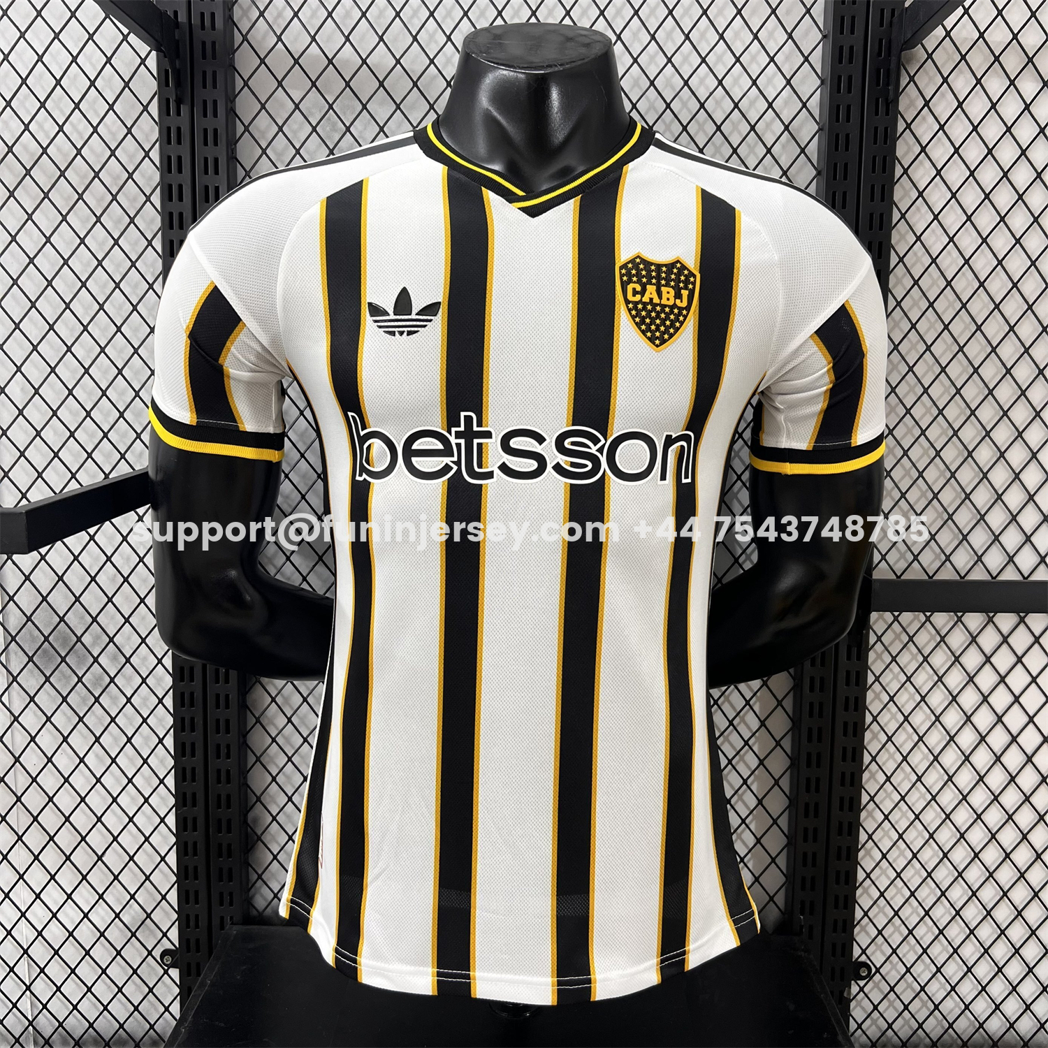 Funinjersey-Boca Juniors 25-26 Black And White Stripes Jersey - Player Version