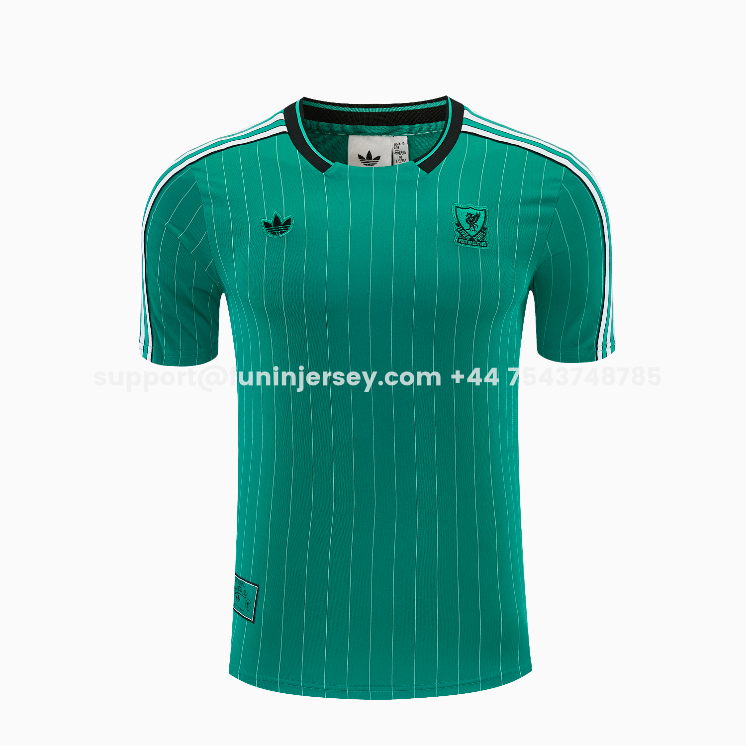 Funinjersey-Liver.pool 25-26 Retro Style Short-Sleeve Training Set - Green With White Stripes Top & Pants
