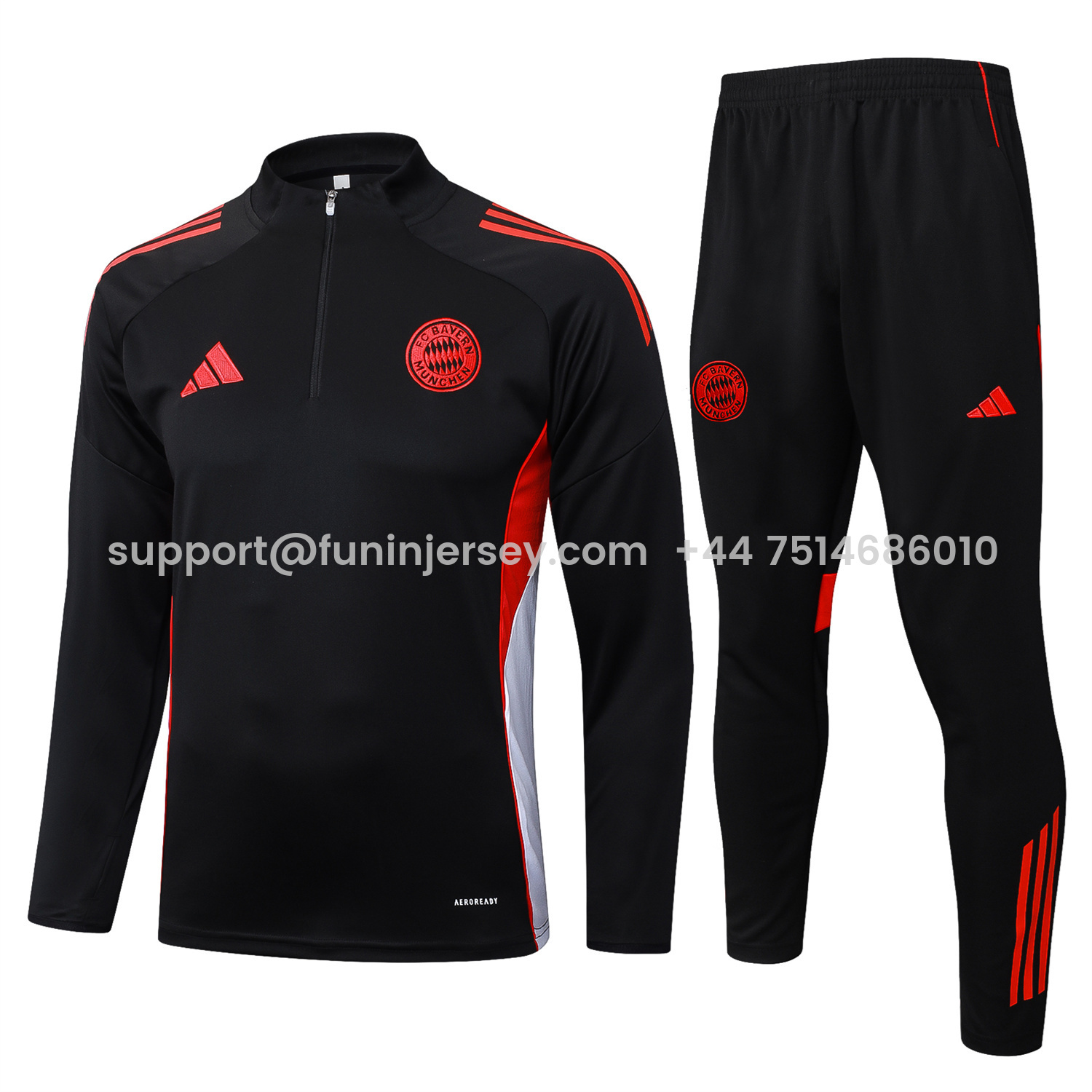 Funinjersey-Bayern Munich 25-26 Long Sleeves Training Set - Black Top & Pants with Orange Badge