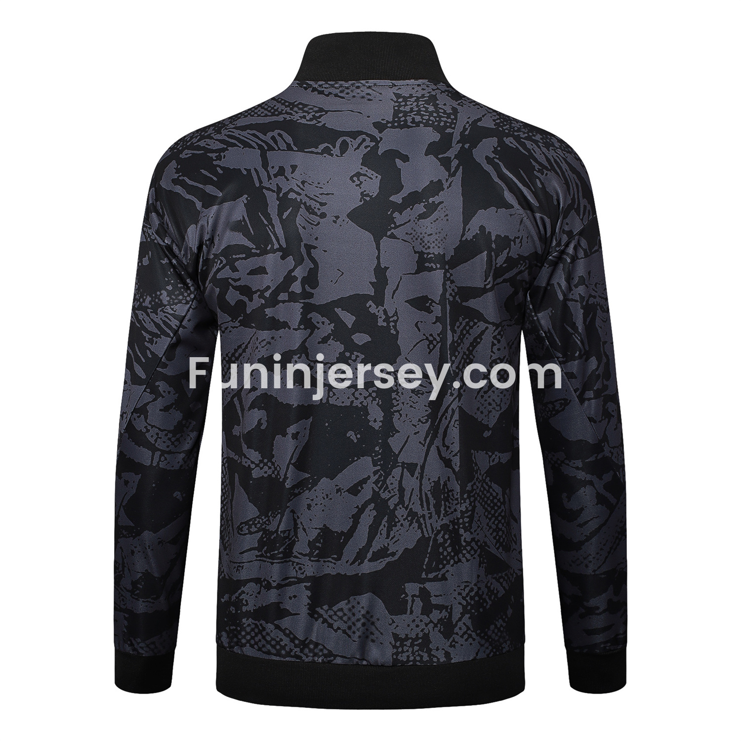 Funinjersey-Corinthians 25-26 Jacket Training Tracksuit - Black and Gray Pattern Jackets & Black Pants