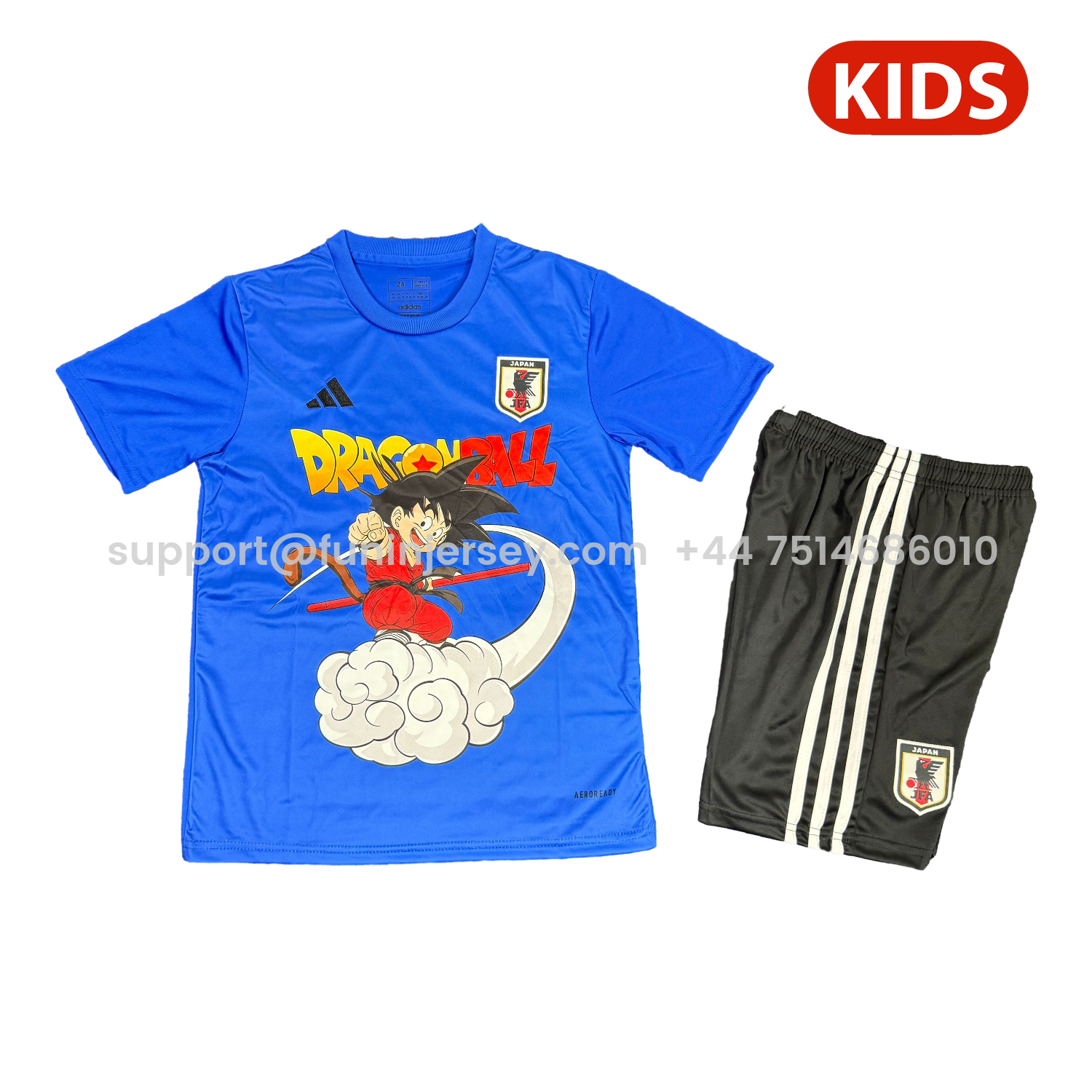 Funinjersey-Japan 25-26 Dragon Ball Son Goku And Somersault Cloud Blue Special Kids Kit